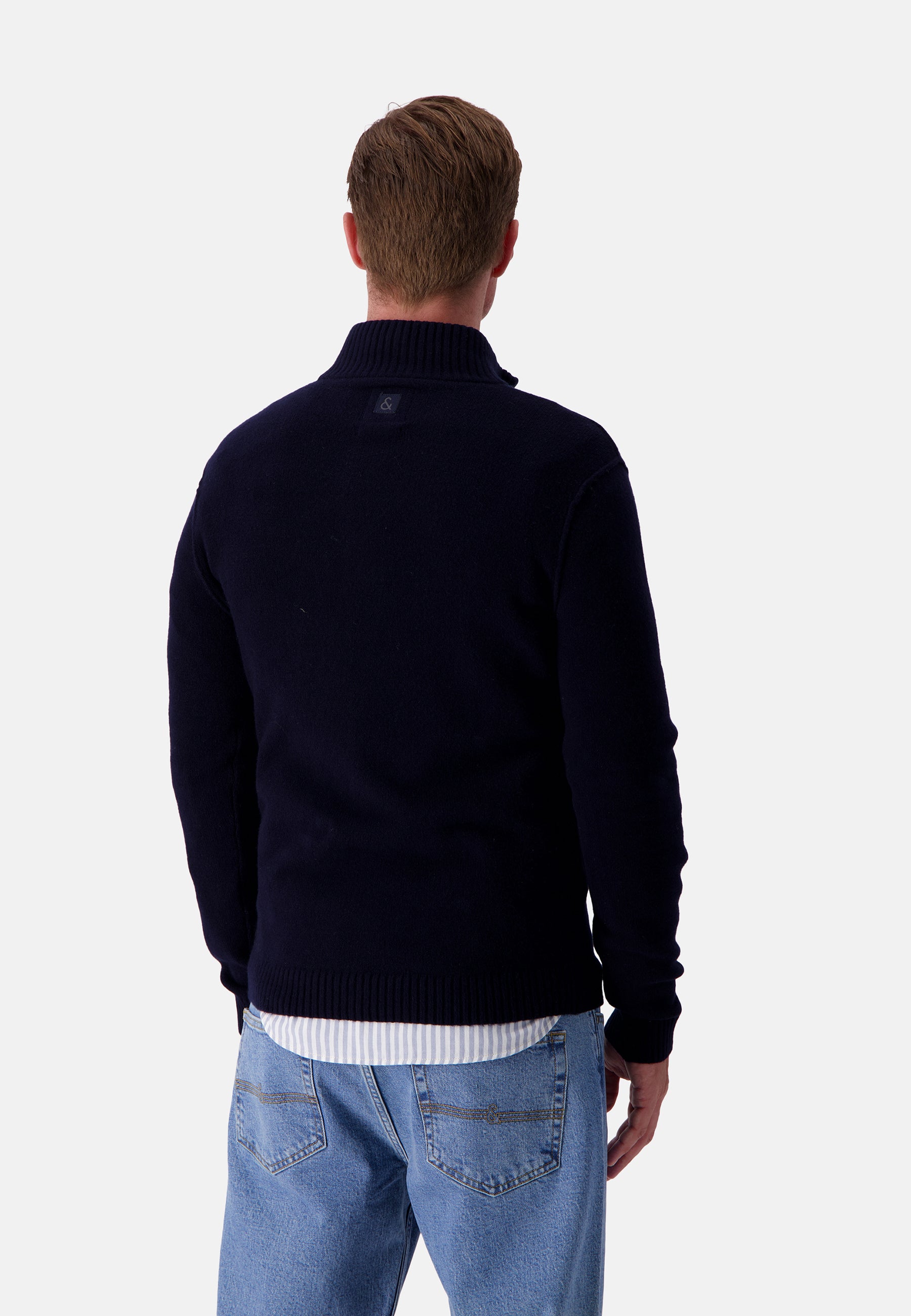 Mock-Zip Woolen Touch in Navy Sweater Colours and Sons   