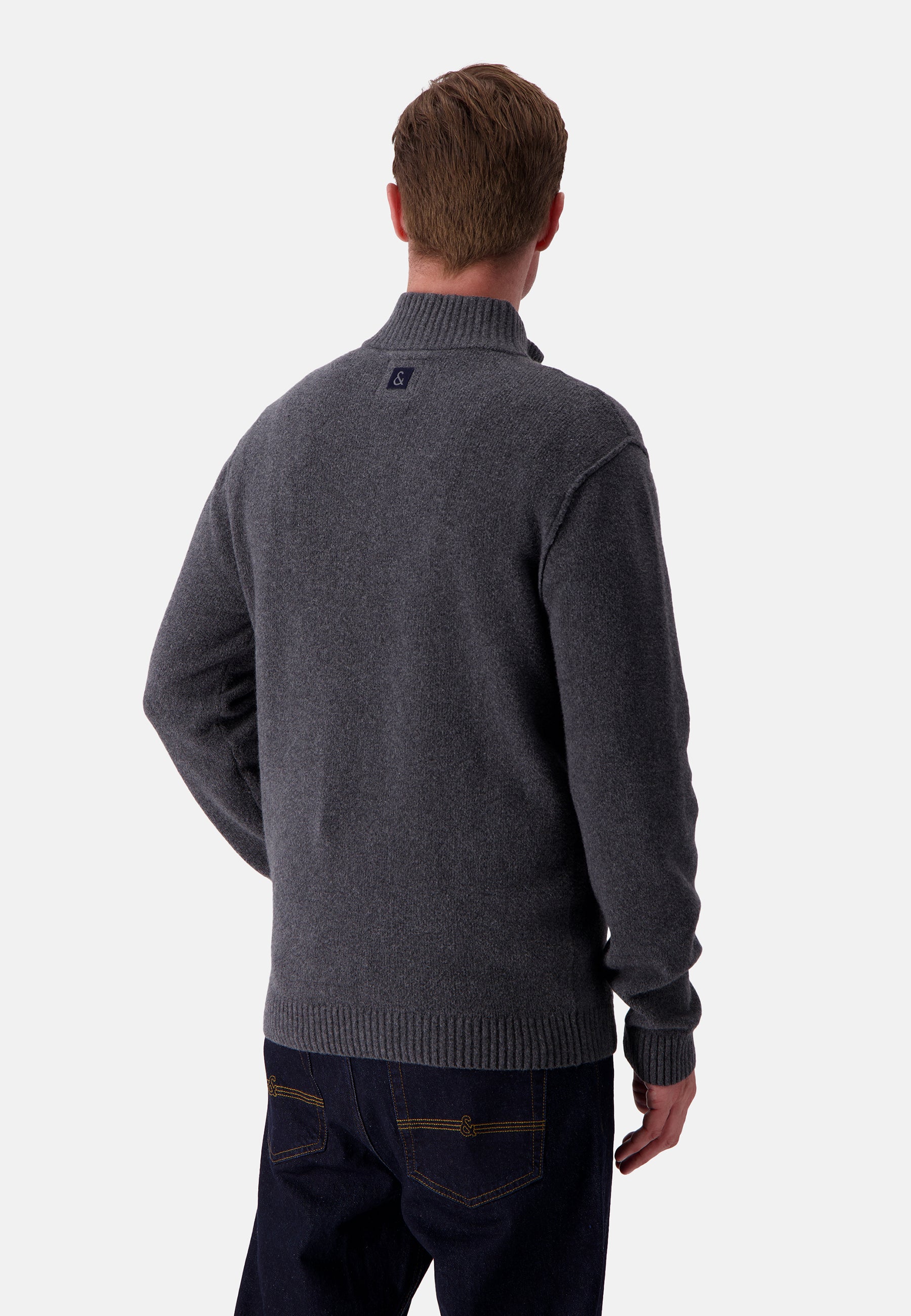 Mock-Zip Woolen Touch in Stone Sweater Colours and Sons   