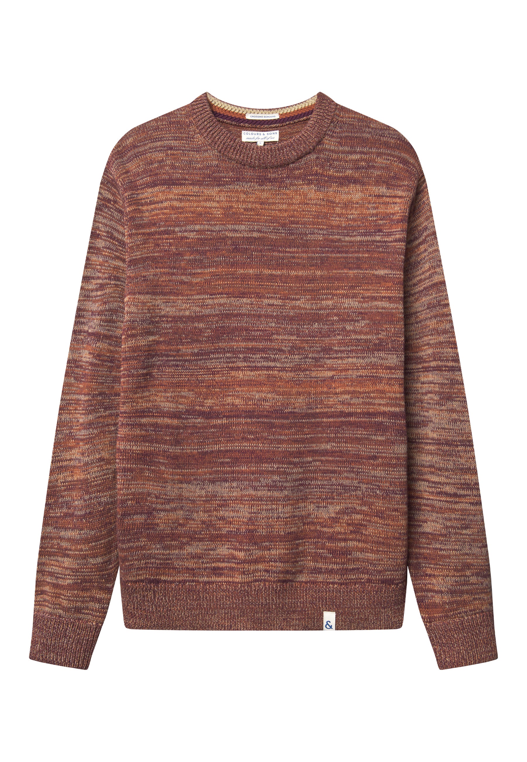 Roundneck mouliné in mahogany mouliné sweater Colours and Sons   