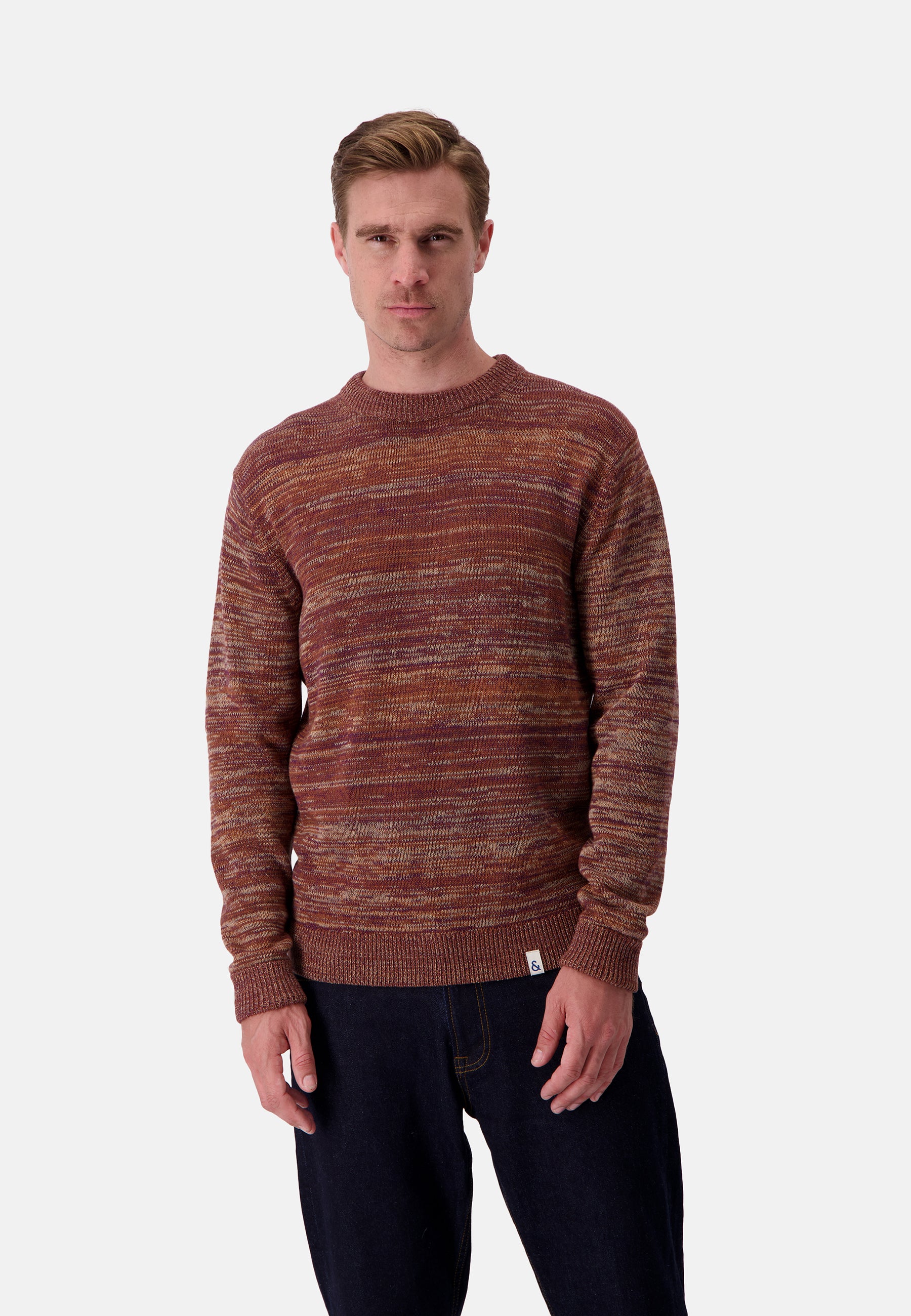 Roundneck mouliné in mahogany mouliné sweater Colours and Sons   