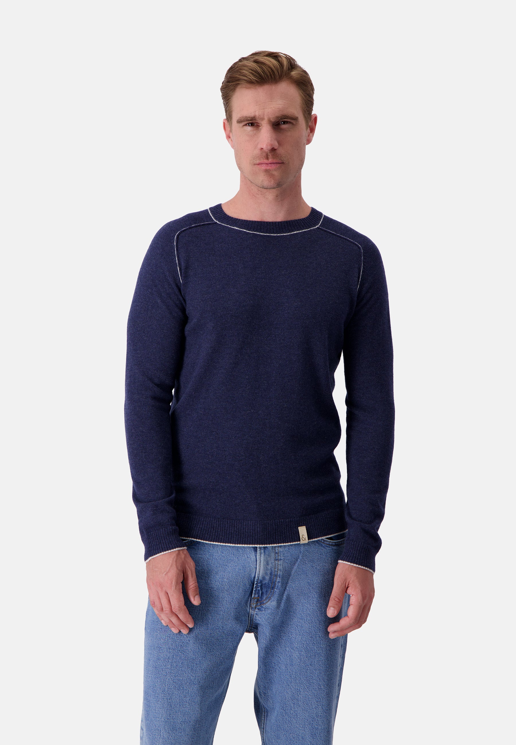 Roundneck Merino Blend in Navy Sweater Colours and Sons   