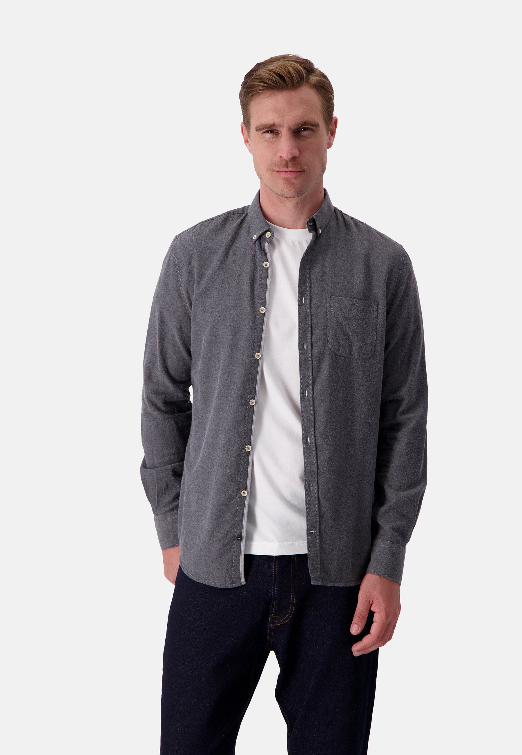 Shirt Brushed Twill in Anthracite Shirts Colours and Sons   