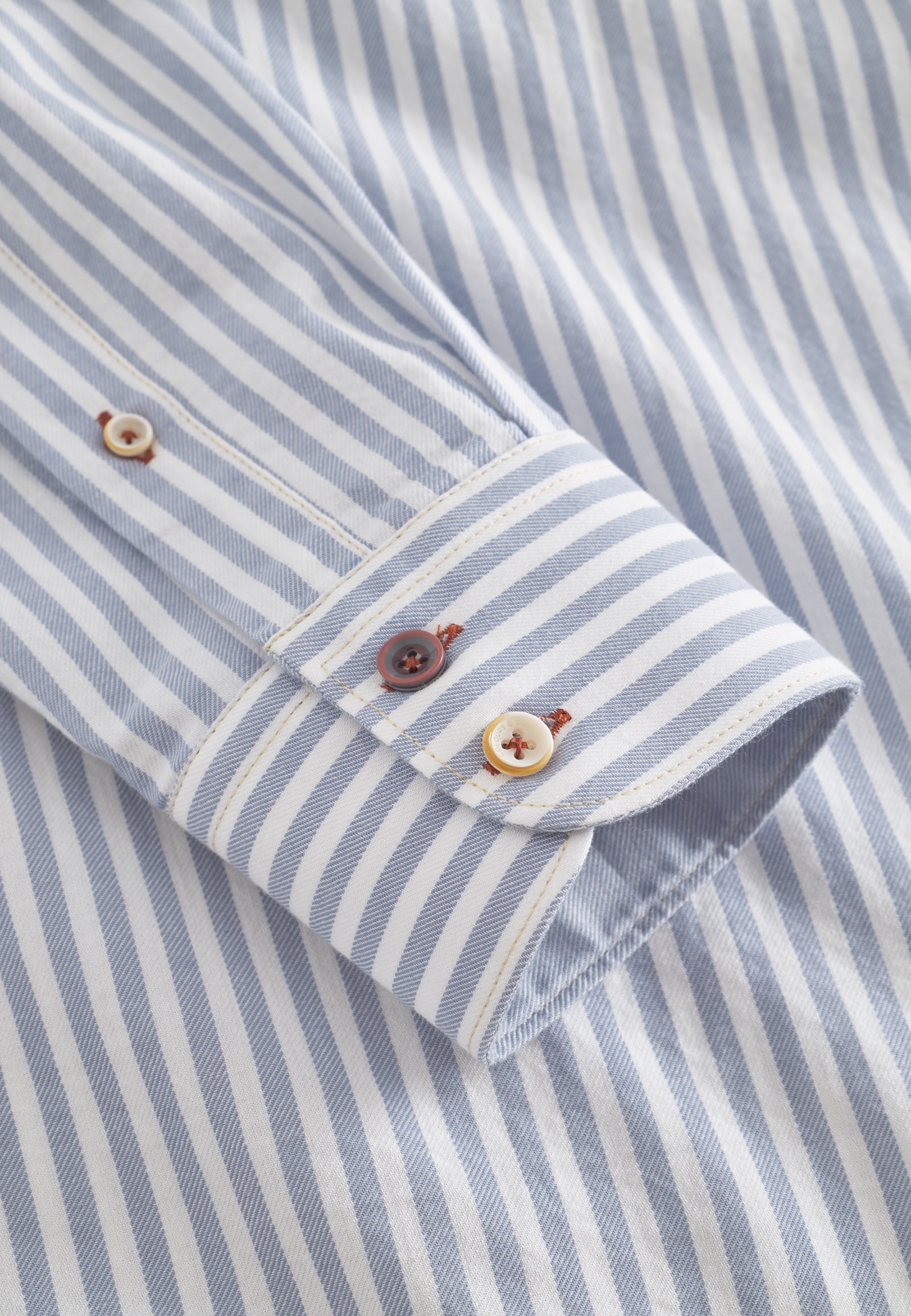 Shirt Brushed Twill Stripes in Lake Stripes Shirts Colours and Sons   