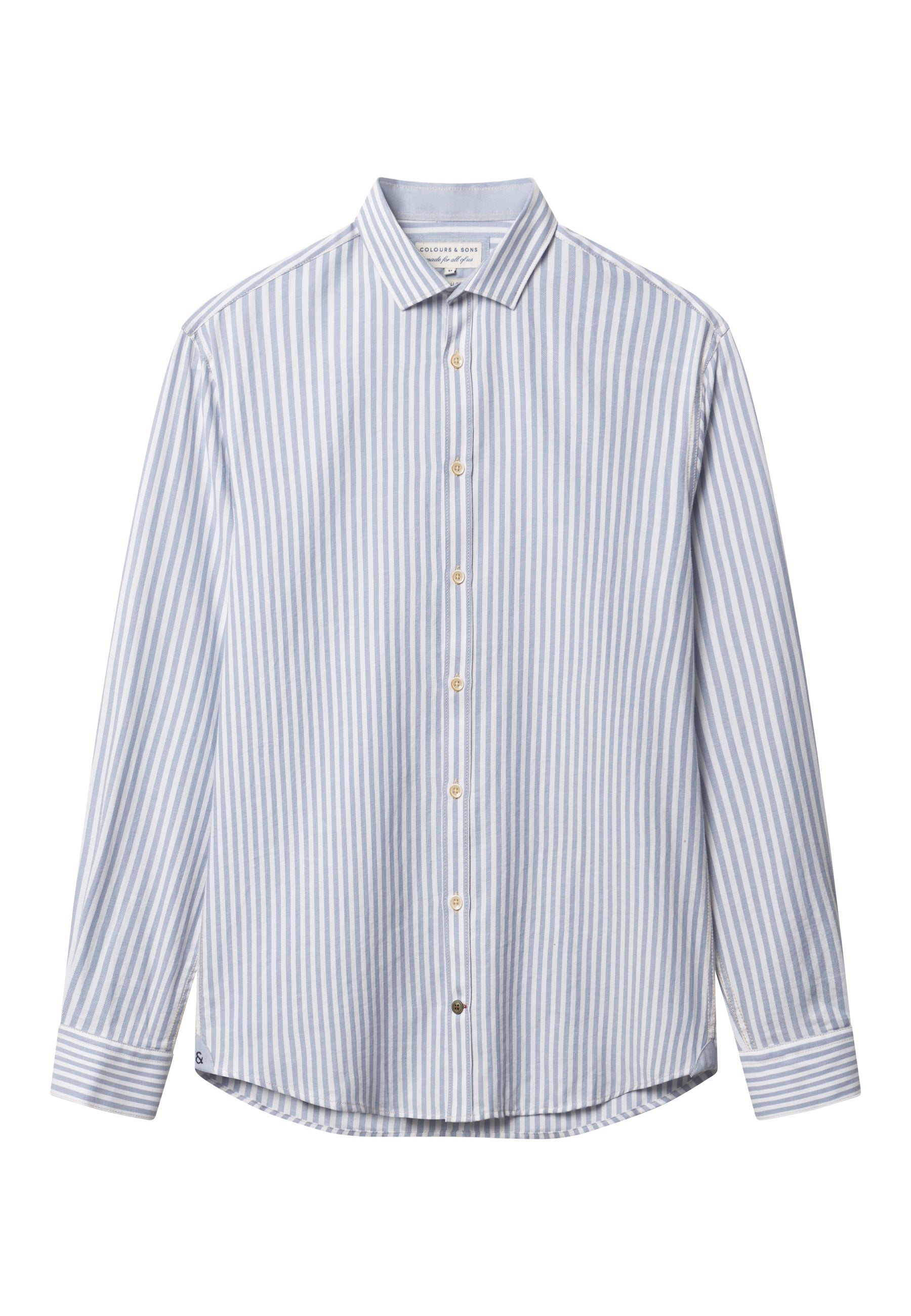 Shirt Brushed Twill Stripes in Lake Stripes Shirts Colours and Sons   