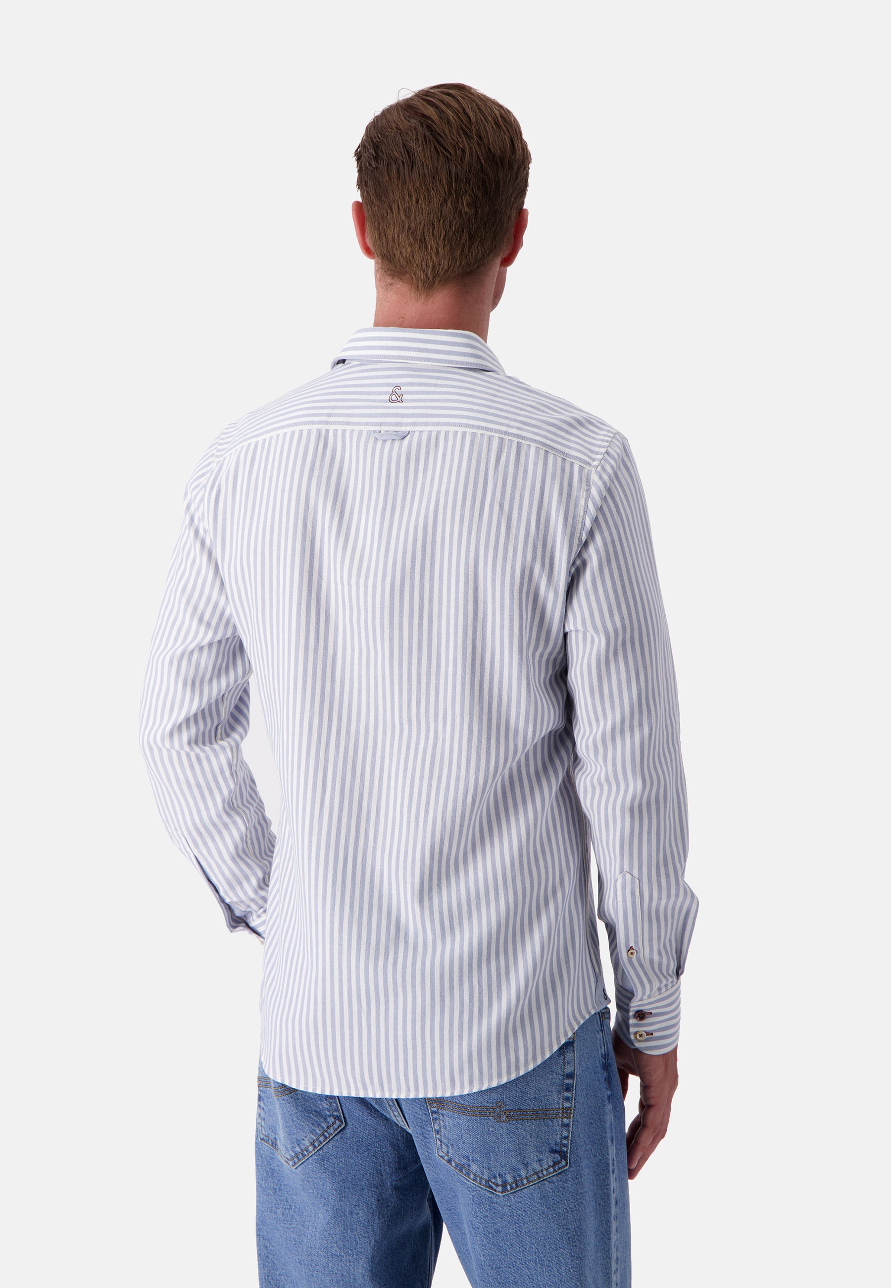 Shirt Brushed Twill Stripes in Lake Stripes Shirts Colours and Sons   