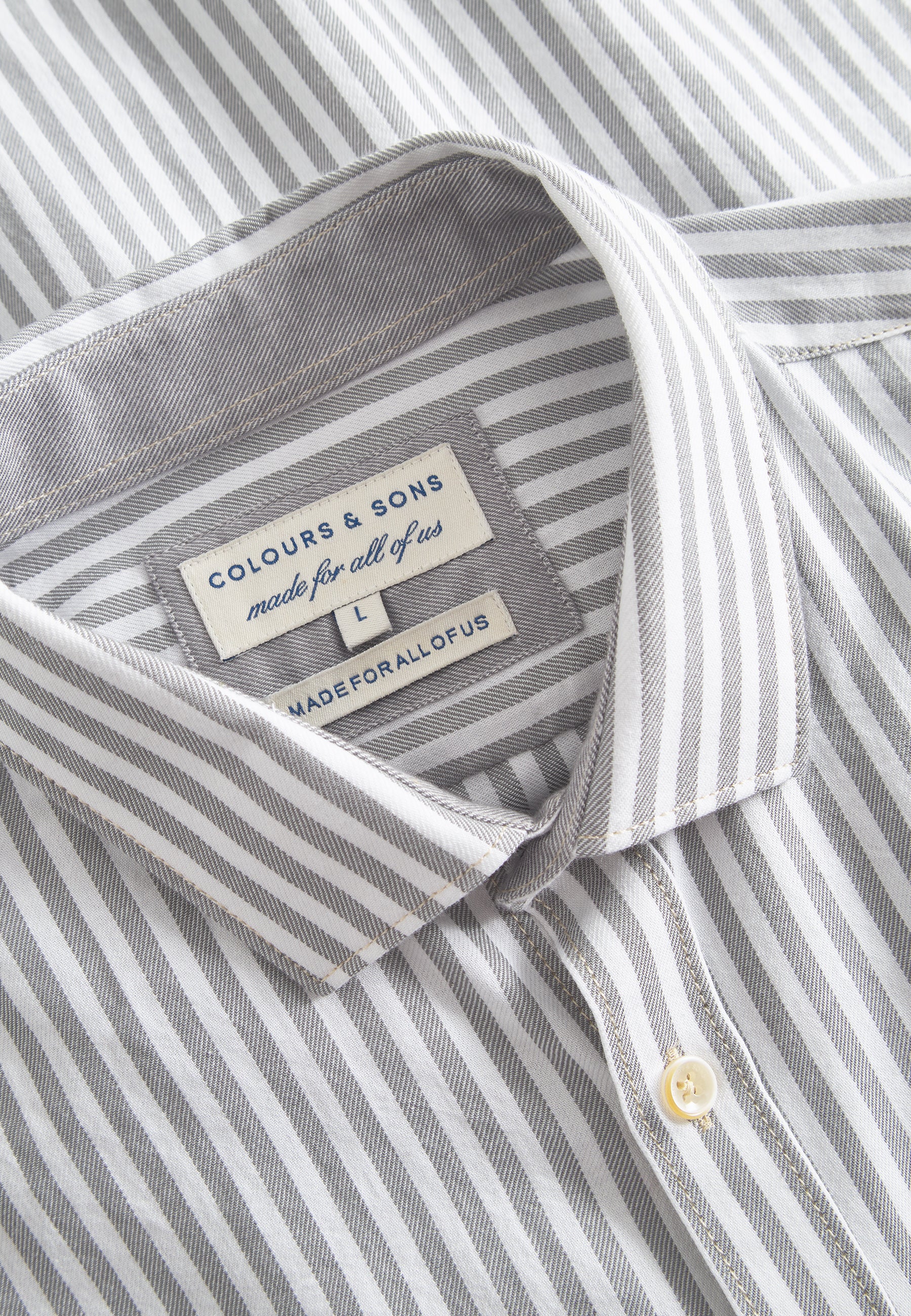 Shirt Brushed Twill Stripes in Silver Stripes Shirts Colours and Sons   