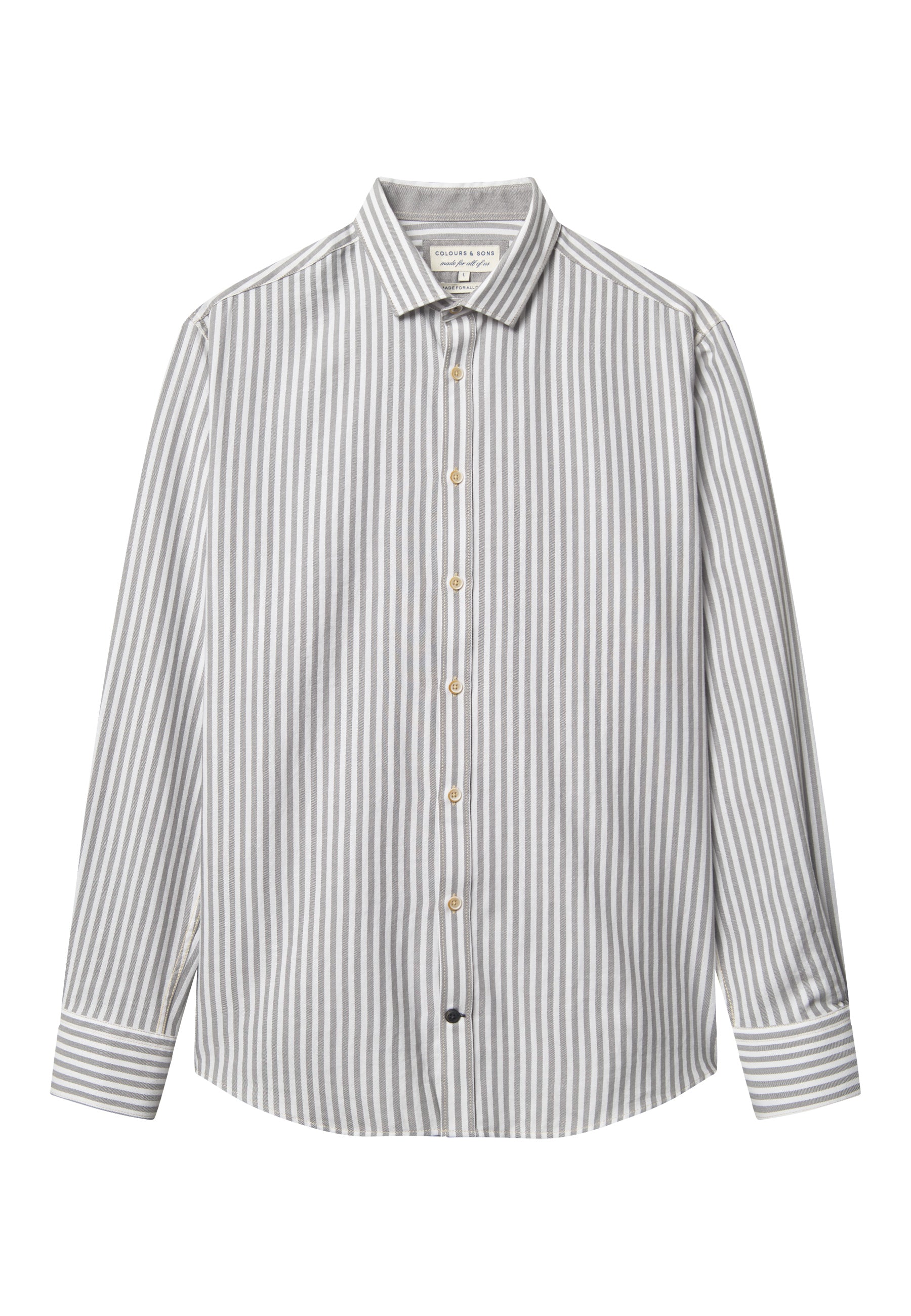 Shirt Brushed Twill Stripes in Silver Stripes Shirts Colours and Sons   