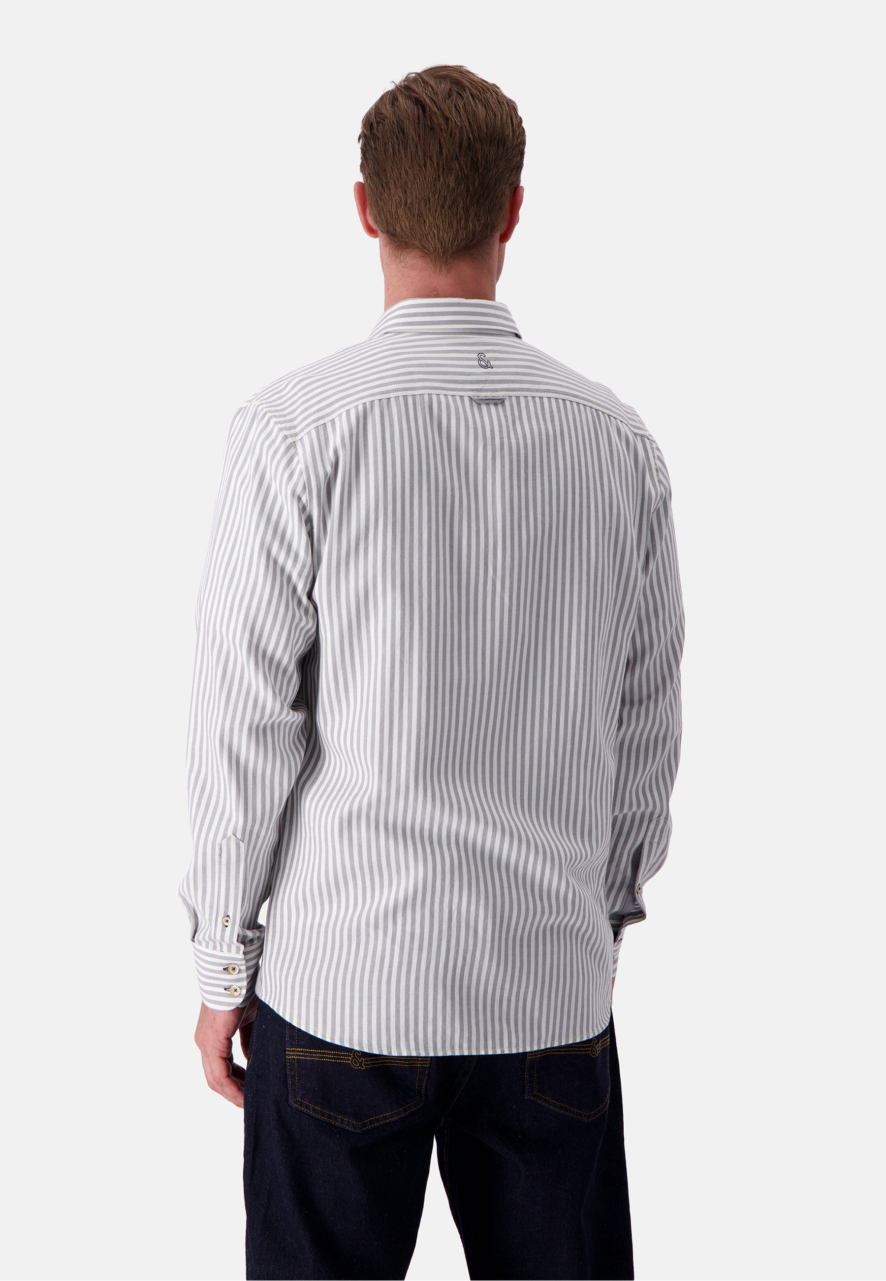 Shirt Brushed Twill Stripes in Silver Stripes Shirts Colours and Sons   