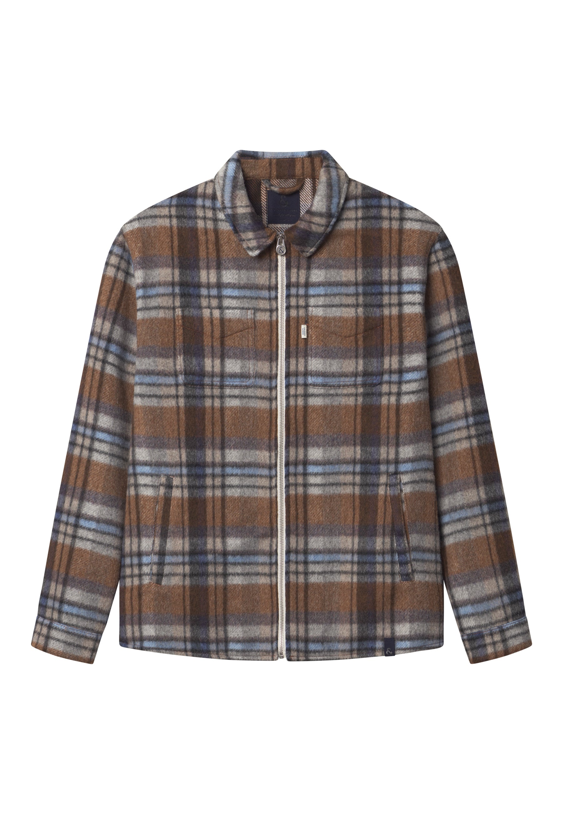 Worker Jacket Zipped in Tobacco Check Jackets Colours and Sons   