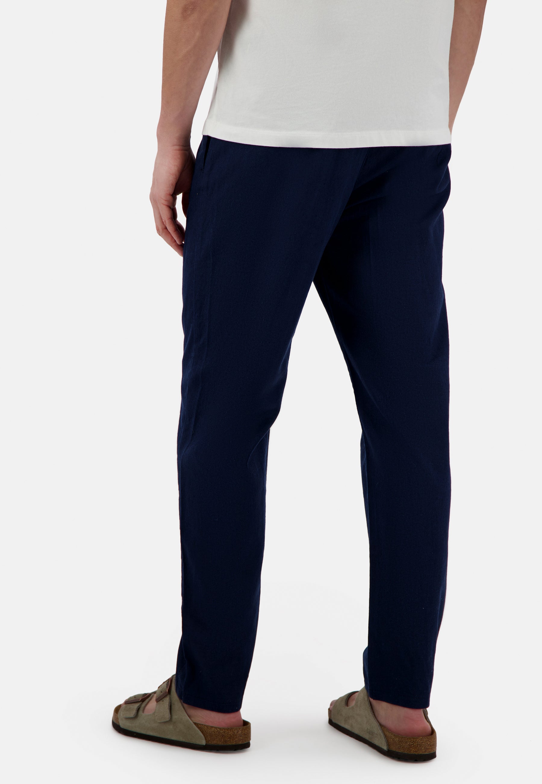 Pants-Cropped Linen in Navy Pants Colours and Sons   