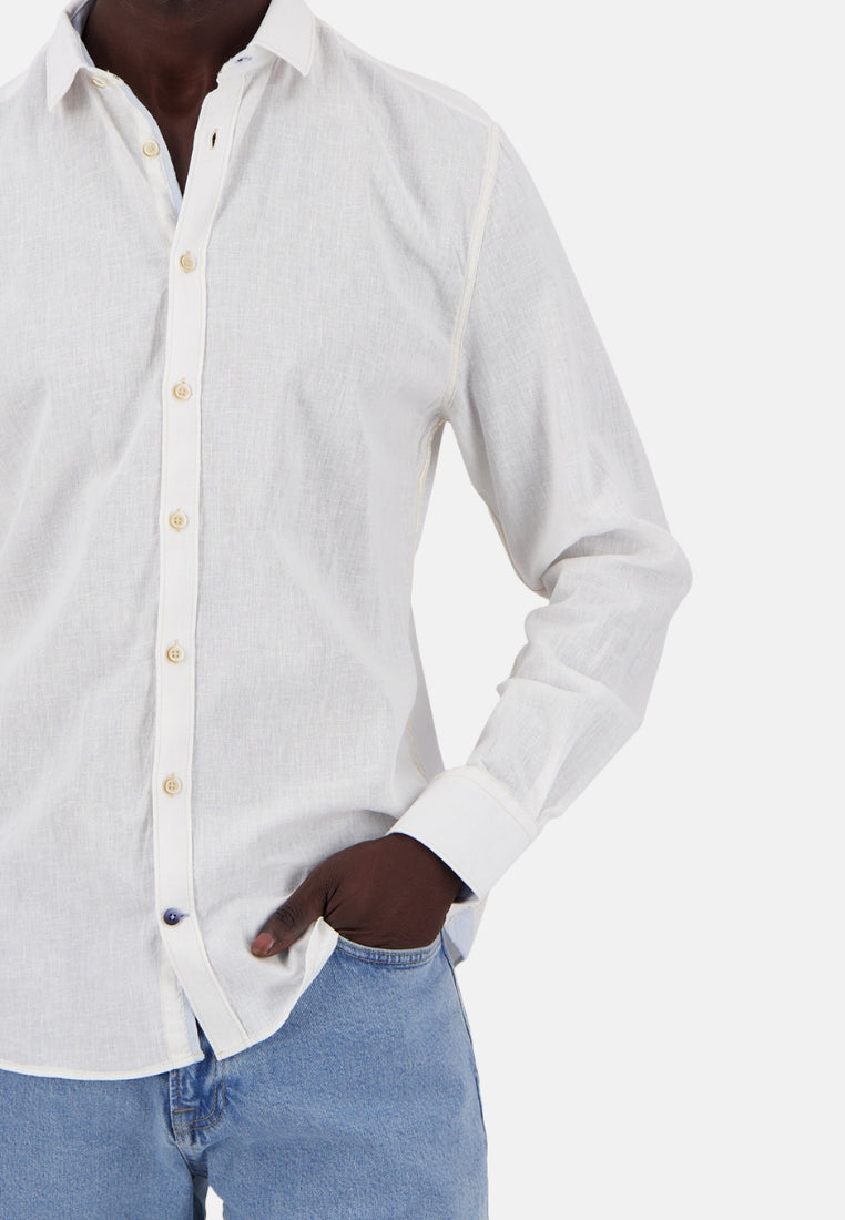 Shirt-Linen Blend Kent in White Shirts Colours and Sons