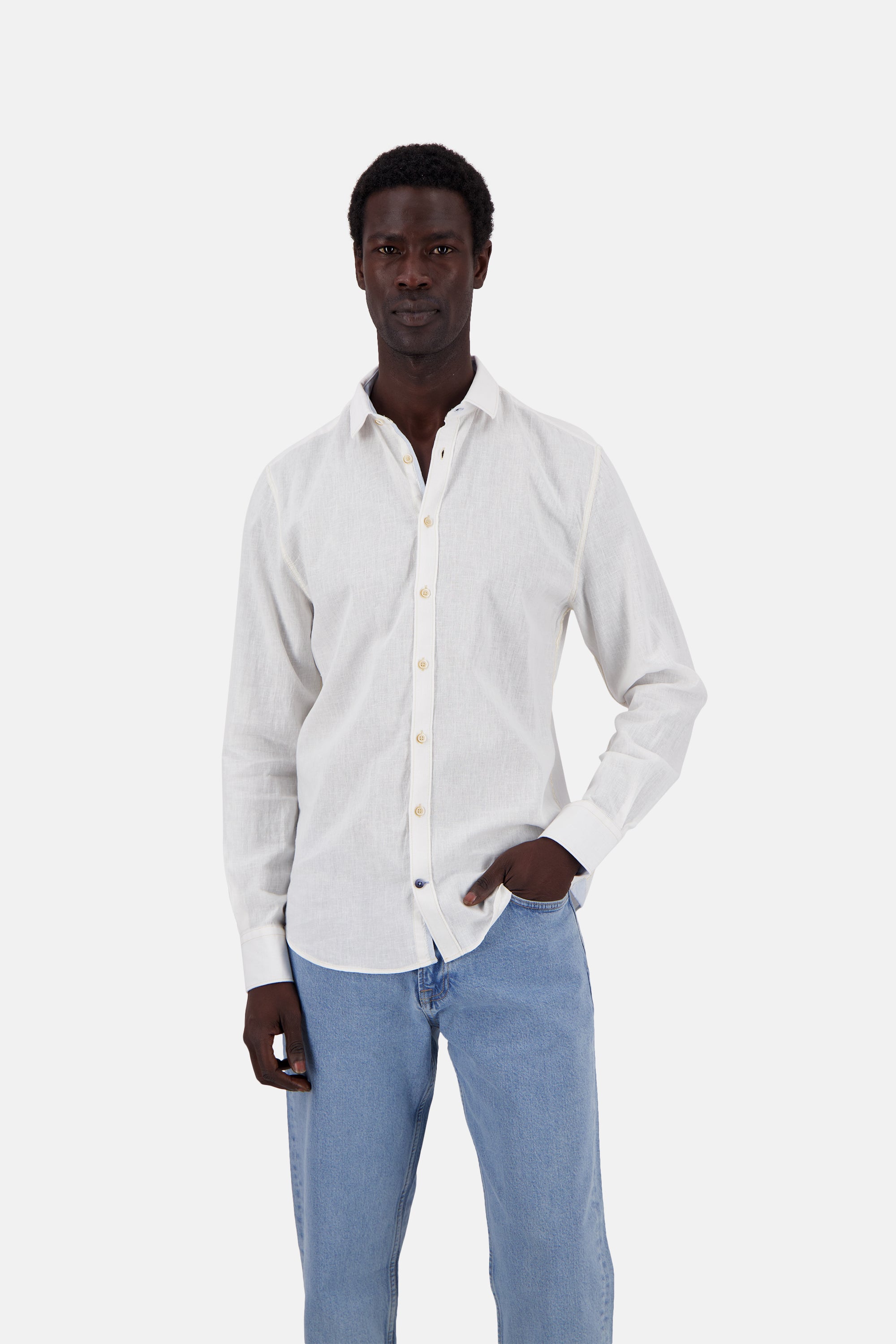 Shirt-Linen Blend Kent in White Shirts Colours and Sons