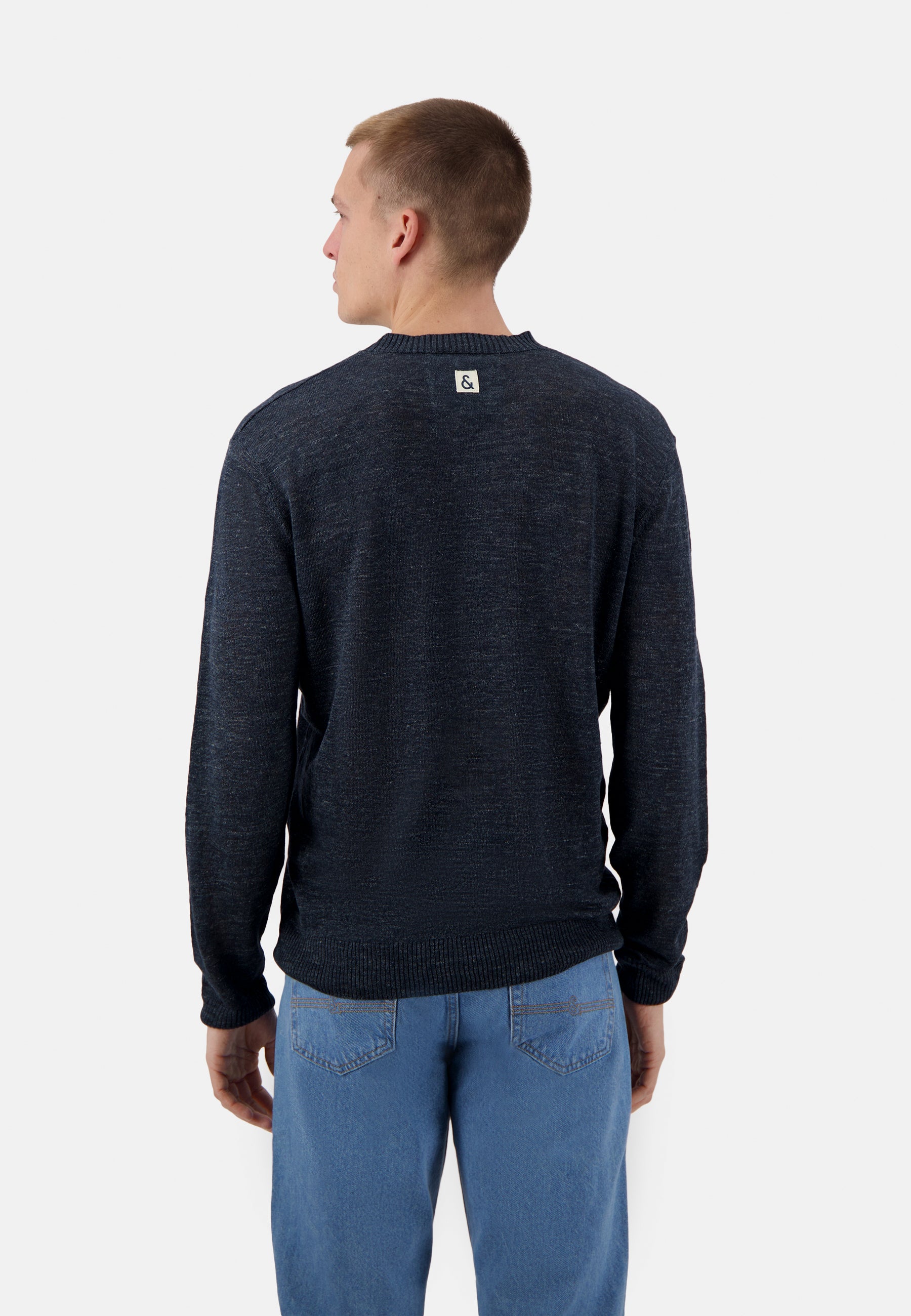 Roundneck linen in navy sweater Colours and Sons   