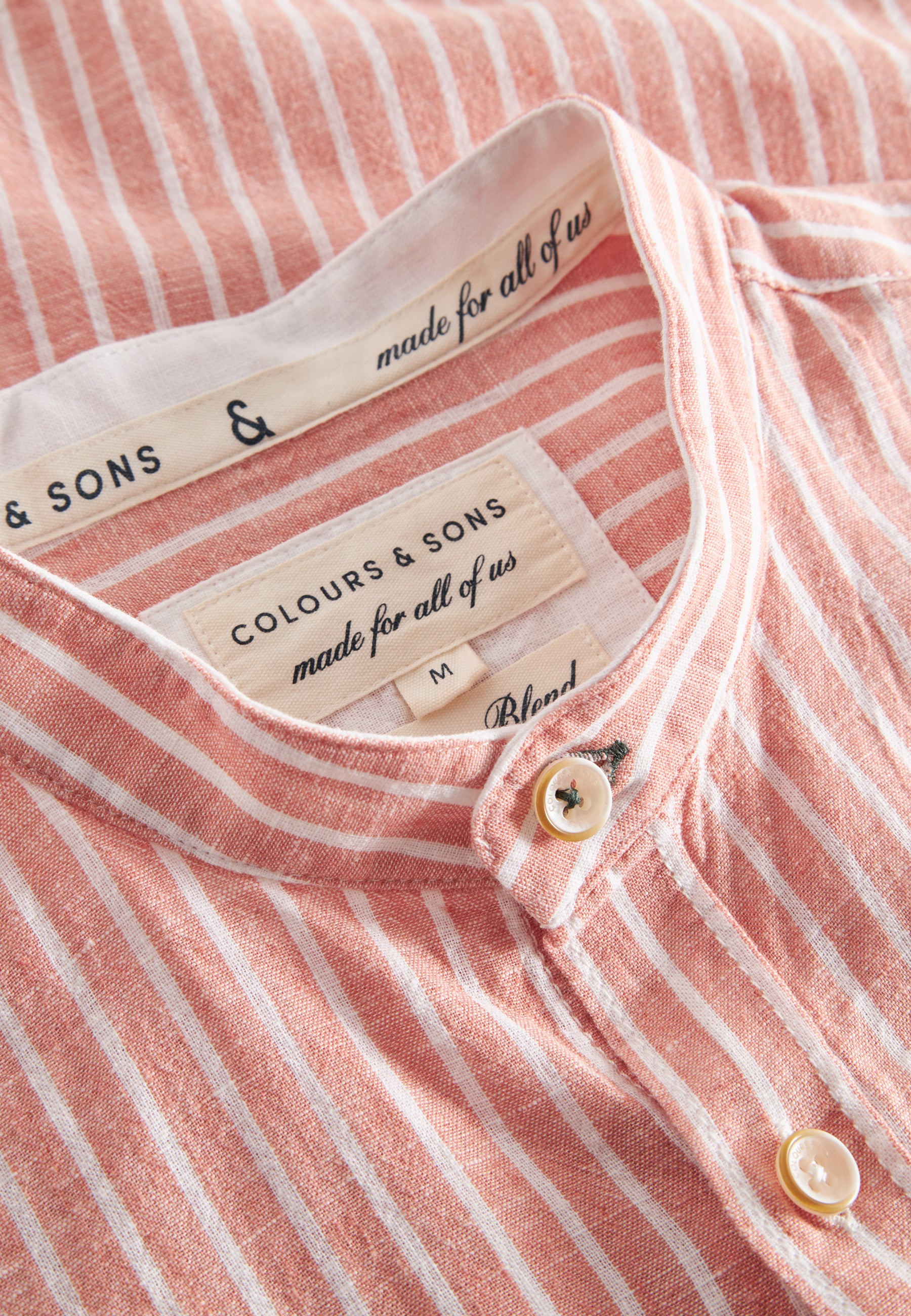 Shirt-Linen Blend Stripes in Peach Stripes Shirts Colours and Sons   