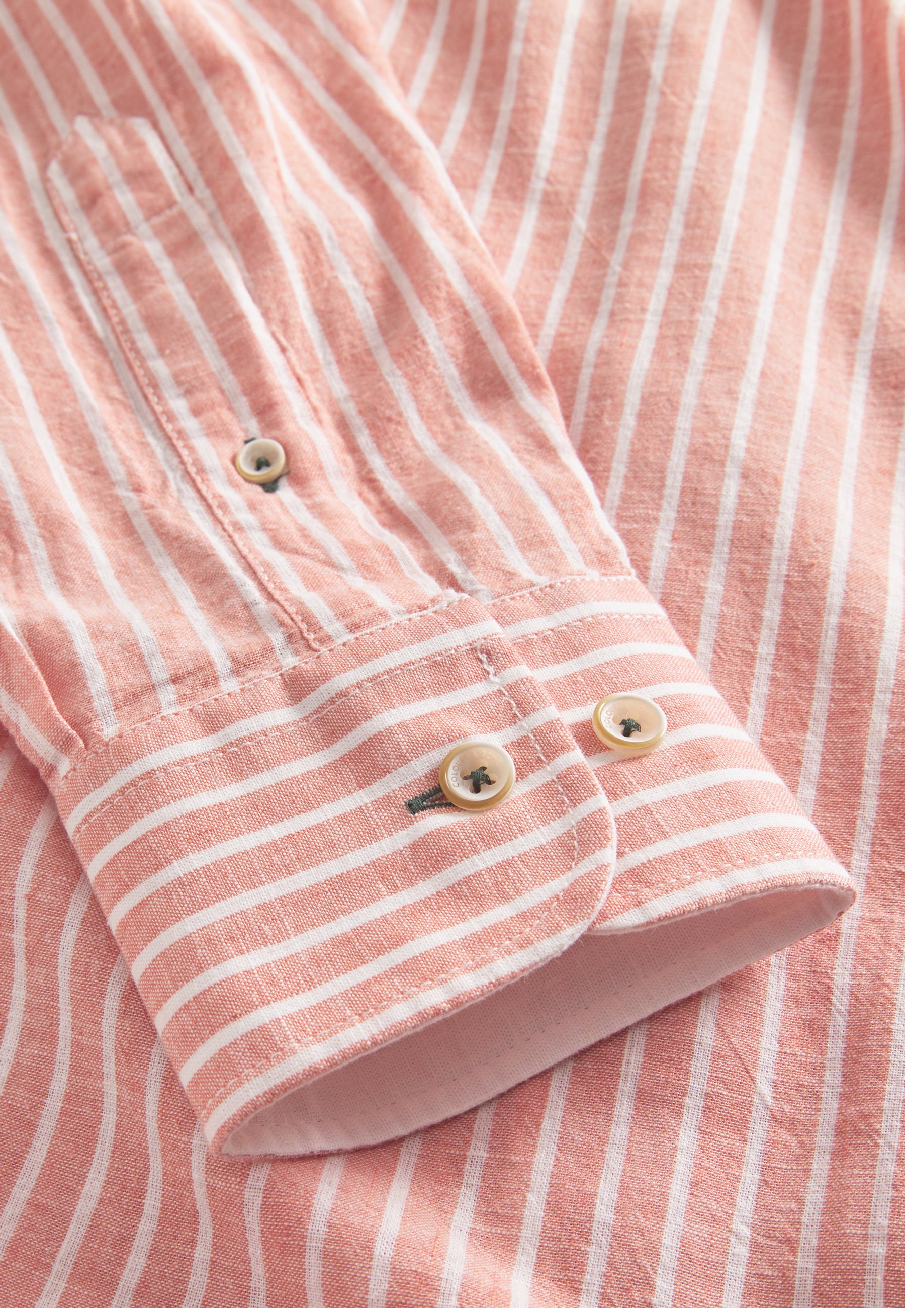 Shirt-Linen Blend Stripes in Peach Stripes Shirts Colours and Sons   