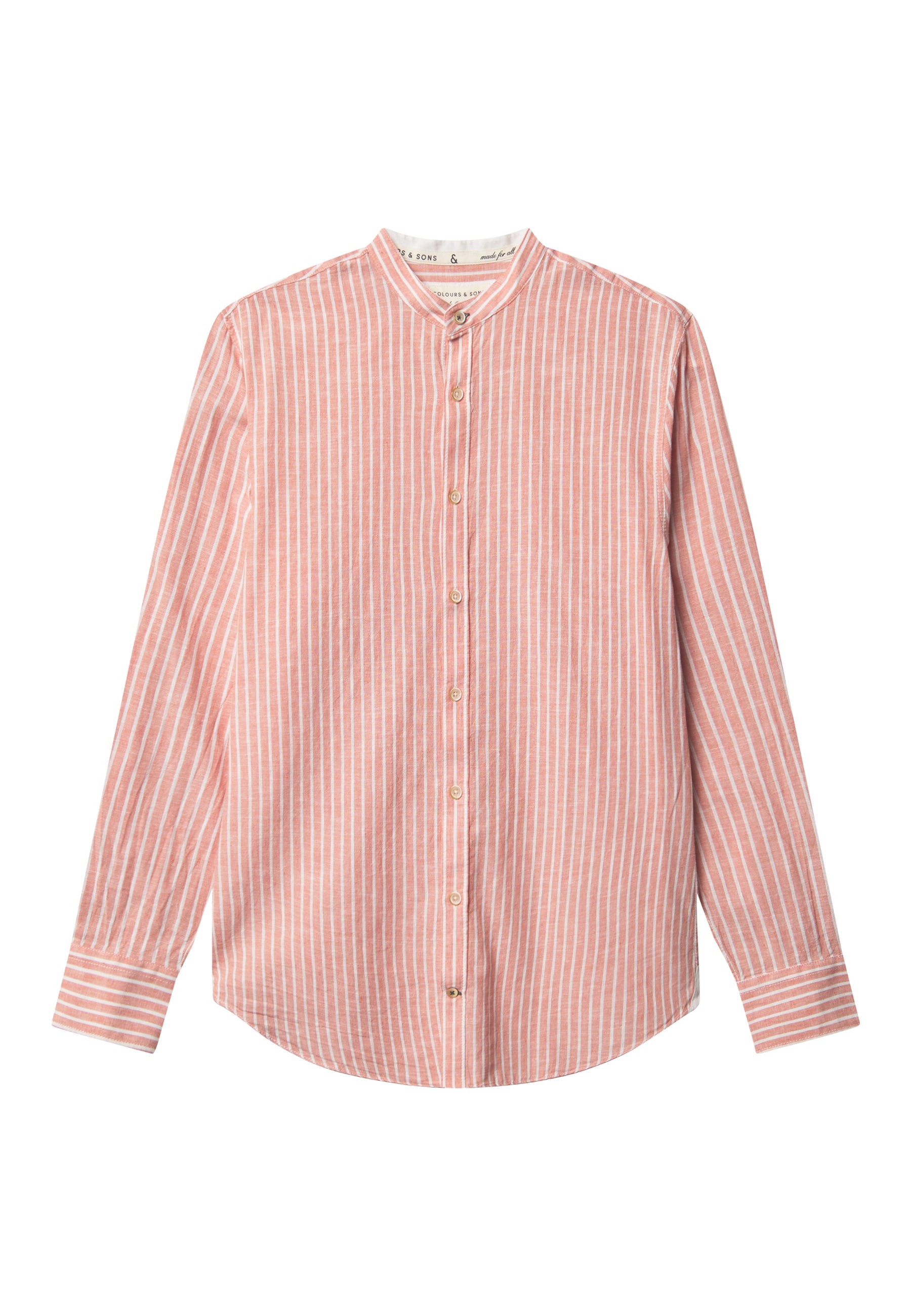 Shirt-Linen Blend Stripes in Peach Stripes Shirts Colours and Sons   