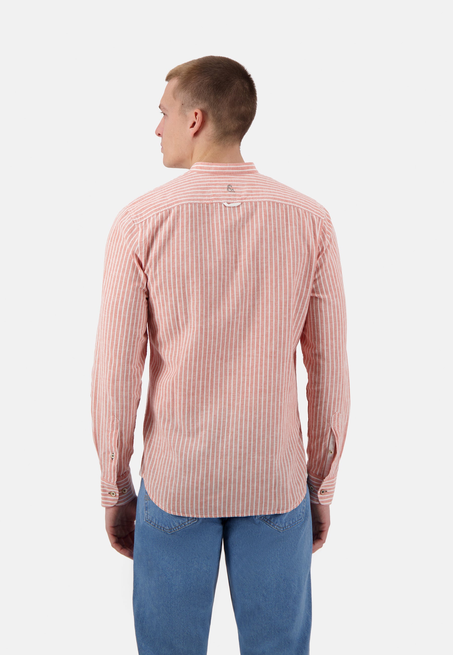 Shirt-Linen Blend Stripes in Peach Stripes Shirts Colours and Sons   