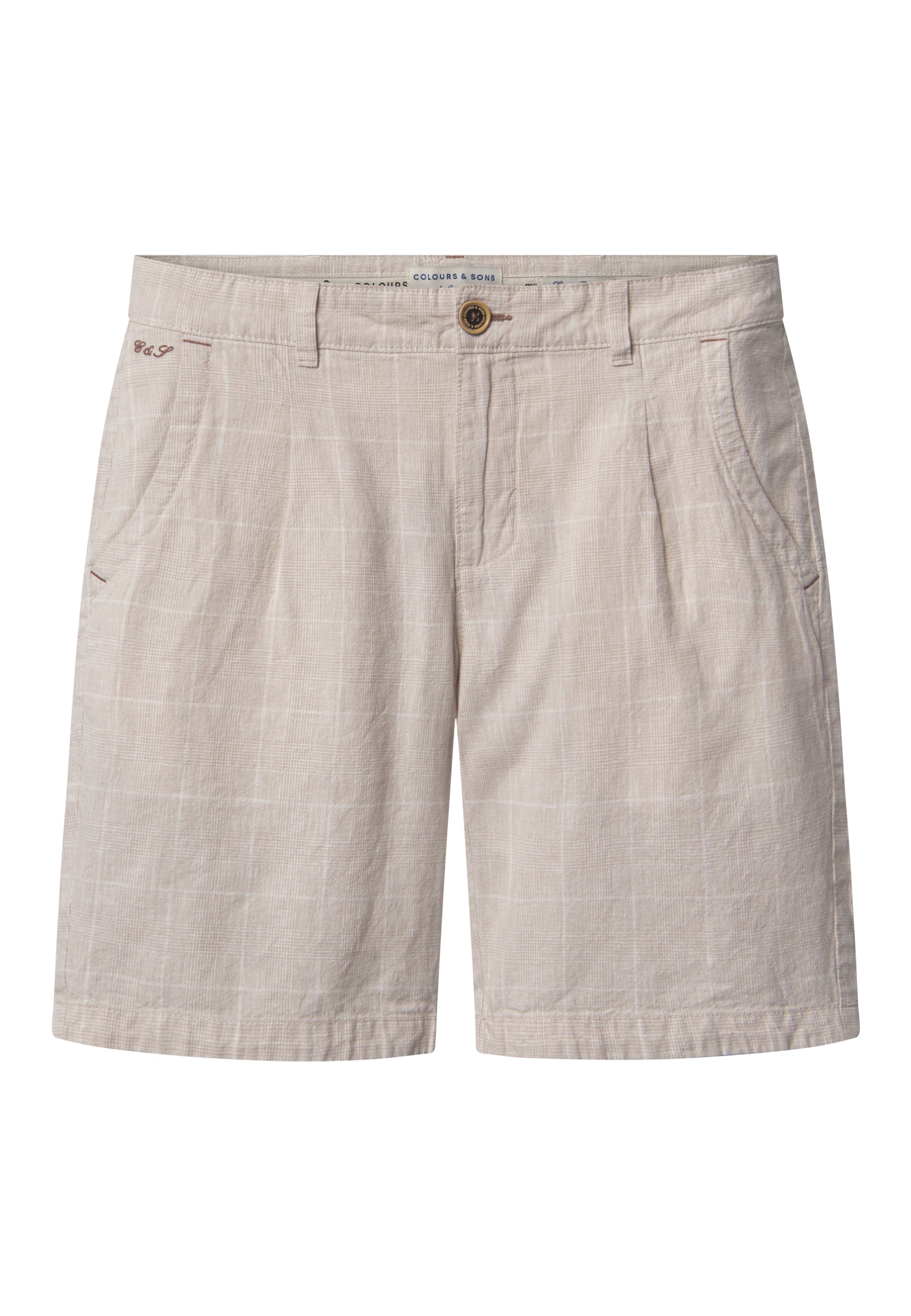 Shorts-Linen Blend Check in Tent Check Shorts Colours and Sons   