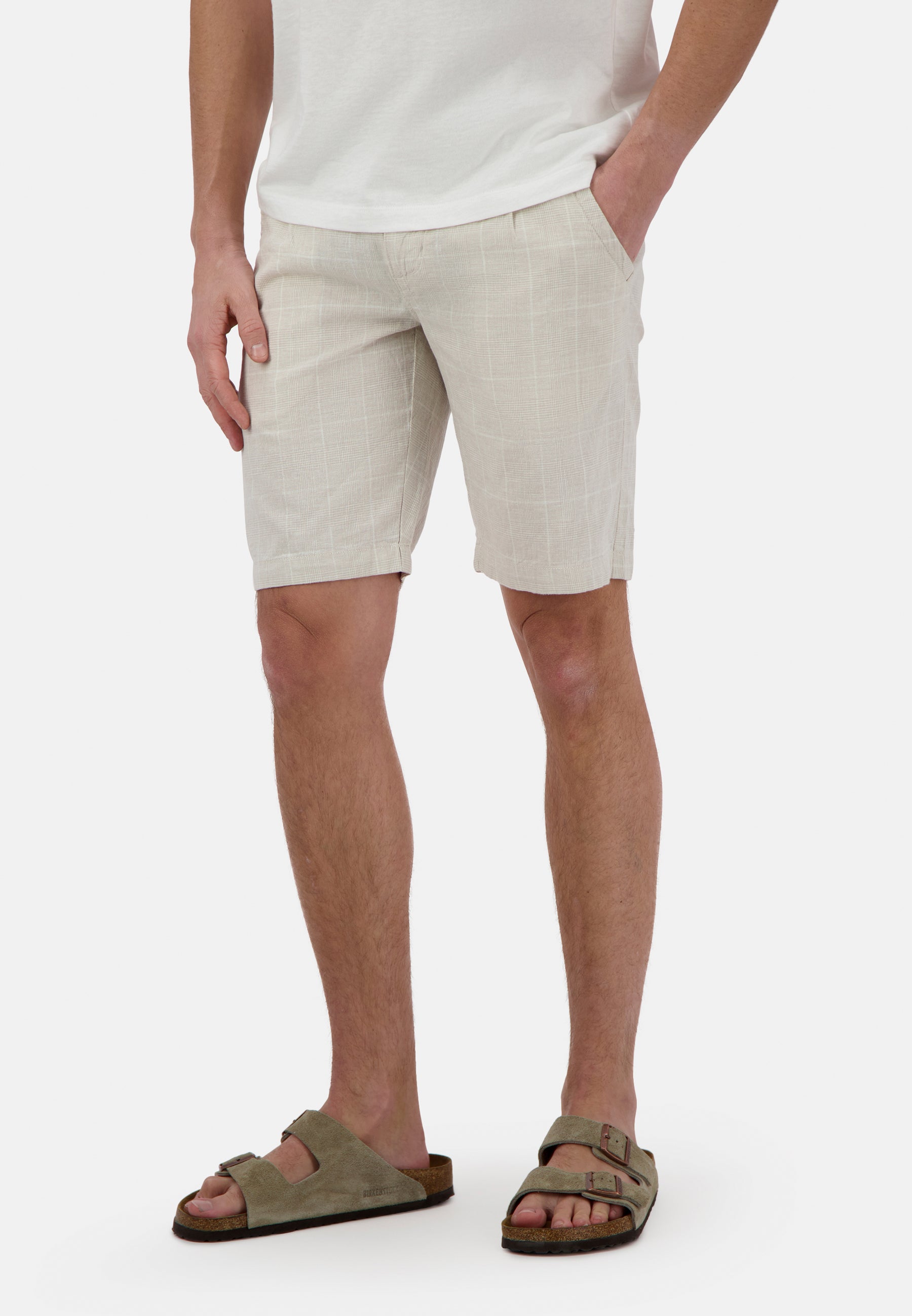 Shorts-Linen Blend Check in Tent Check Shorts Colours and Sons   