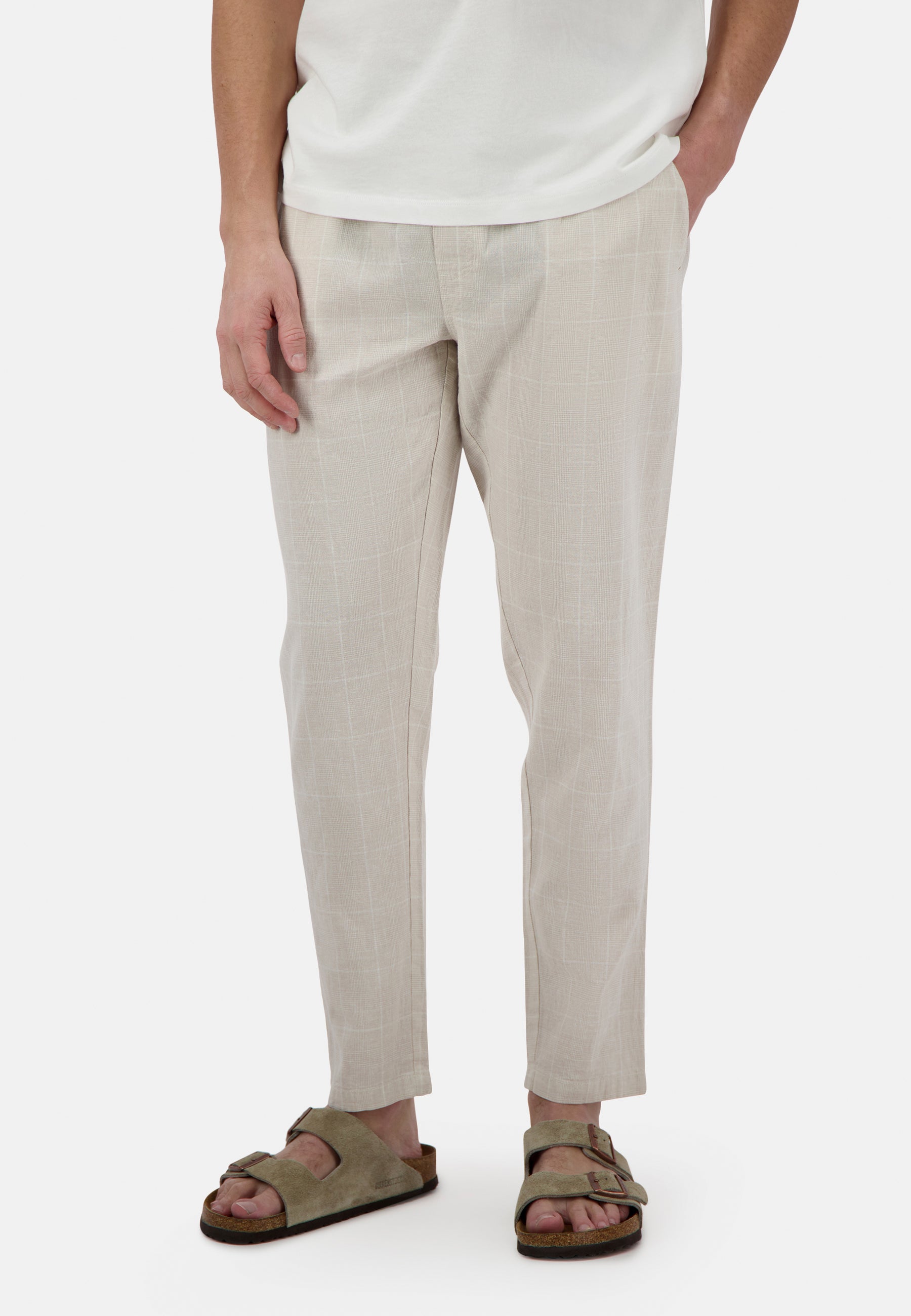 Chino linen blend check in tent check pants Colours and Sons   