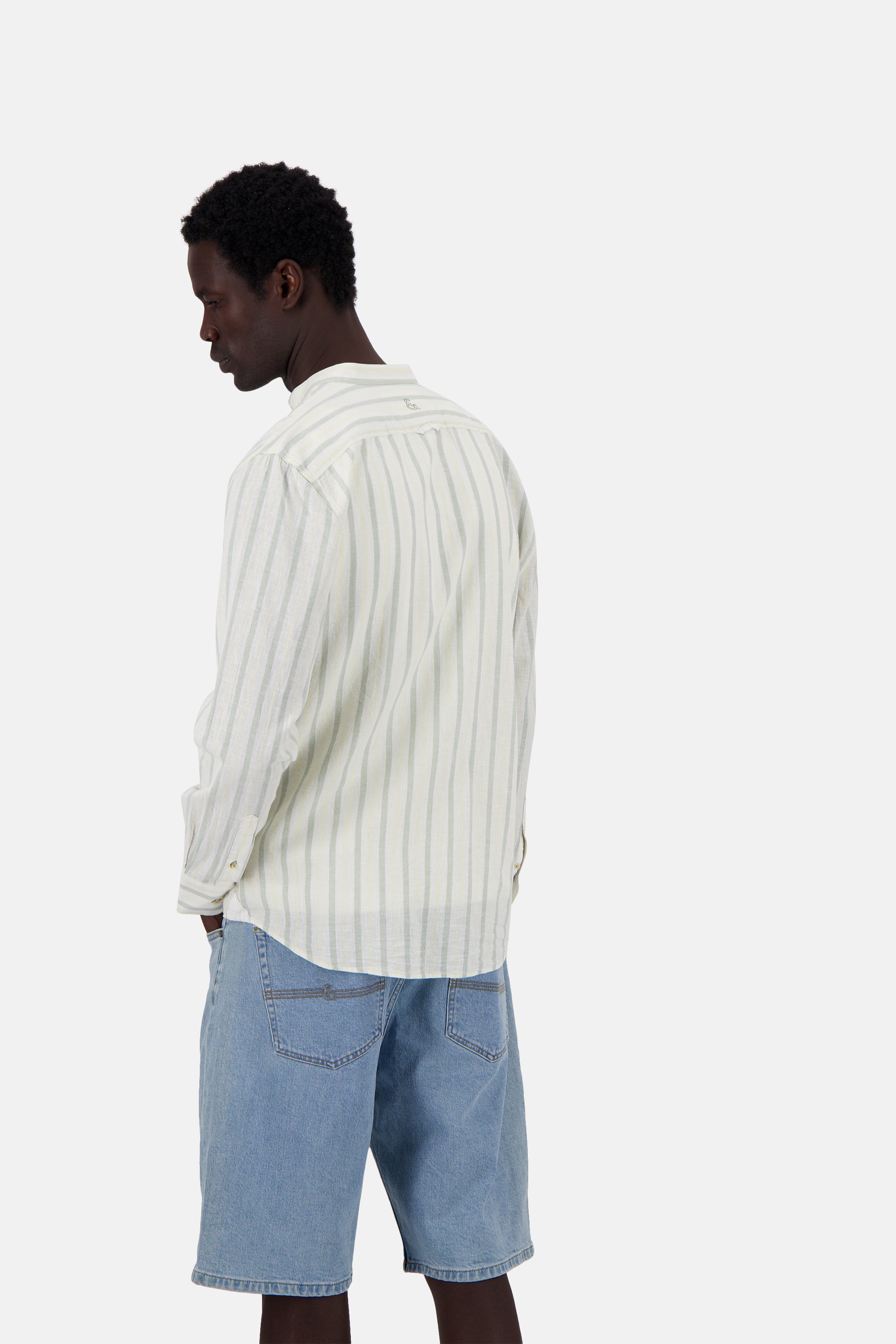 Shirt-Linen Blend Stripes in Matcha-Sake Shirts Colours and Sons