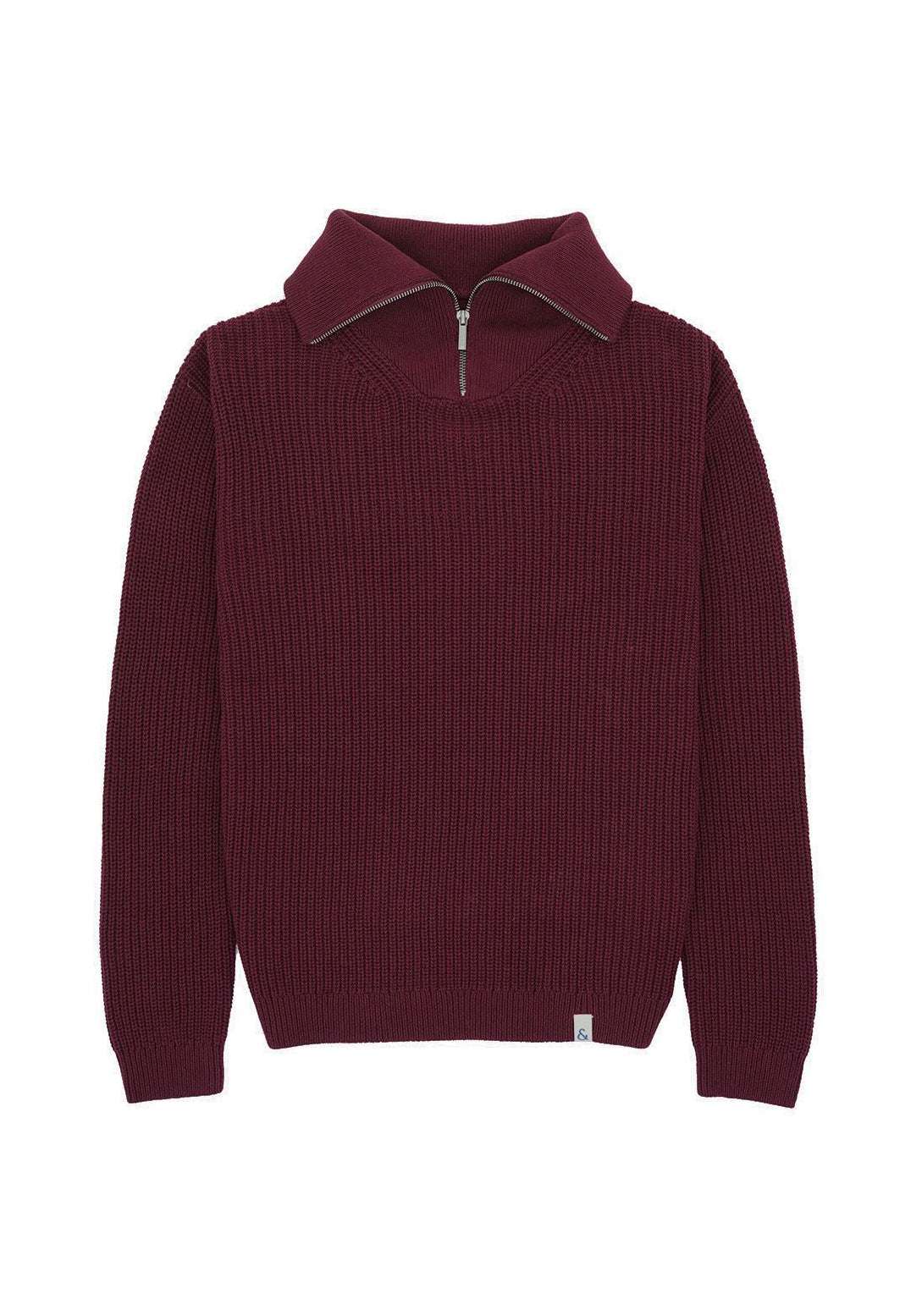 Mock Zip Half Cardigan Stitch in Merlot Sweater Colours and Sons   