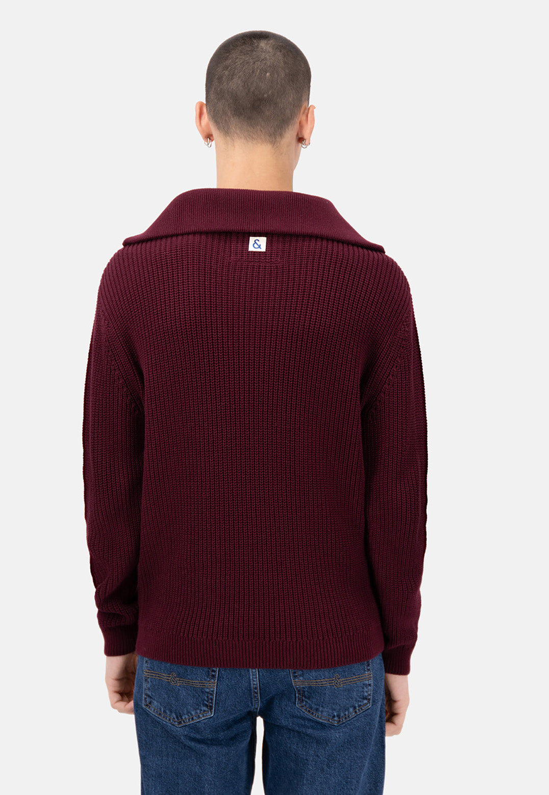 Mock Zip Half Cardigan Stitch in Merlot Sweater Colours and Sons   