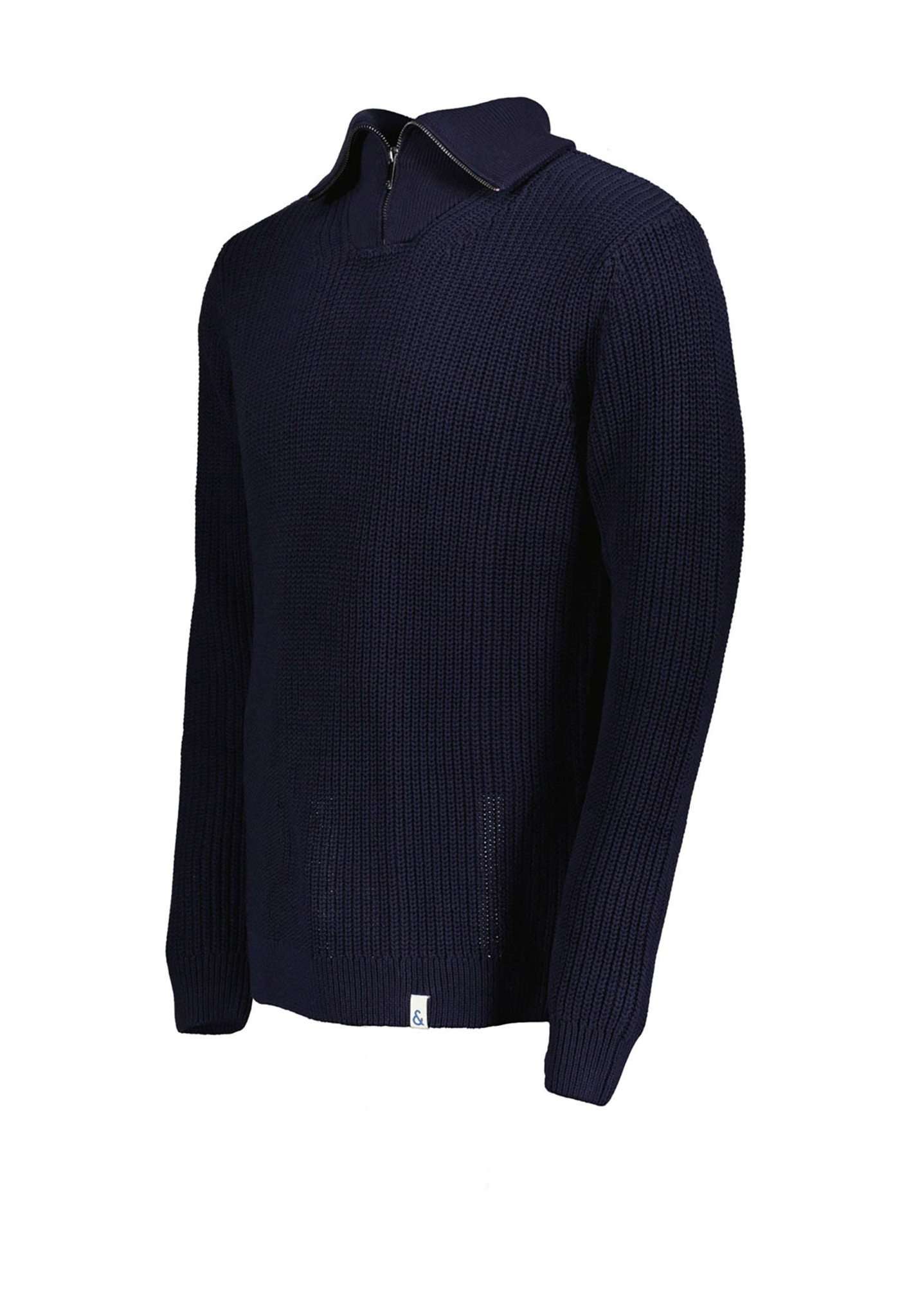 Mock-Zip Half Cardigan Stitch in Navy Sweater Colours and Sons   