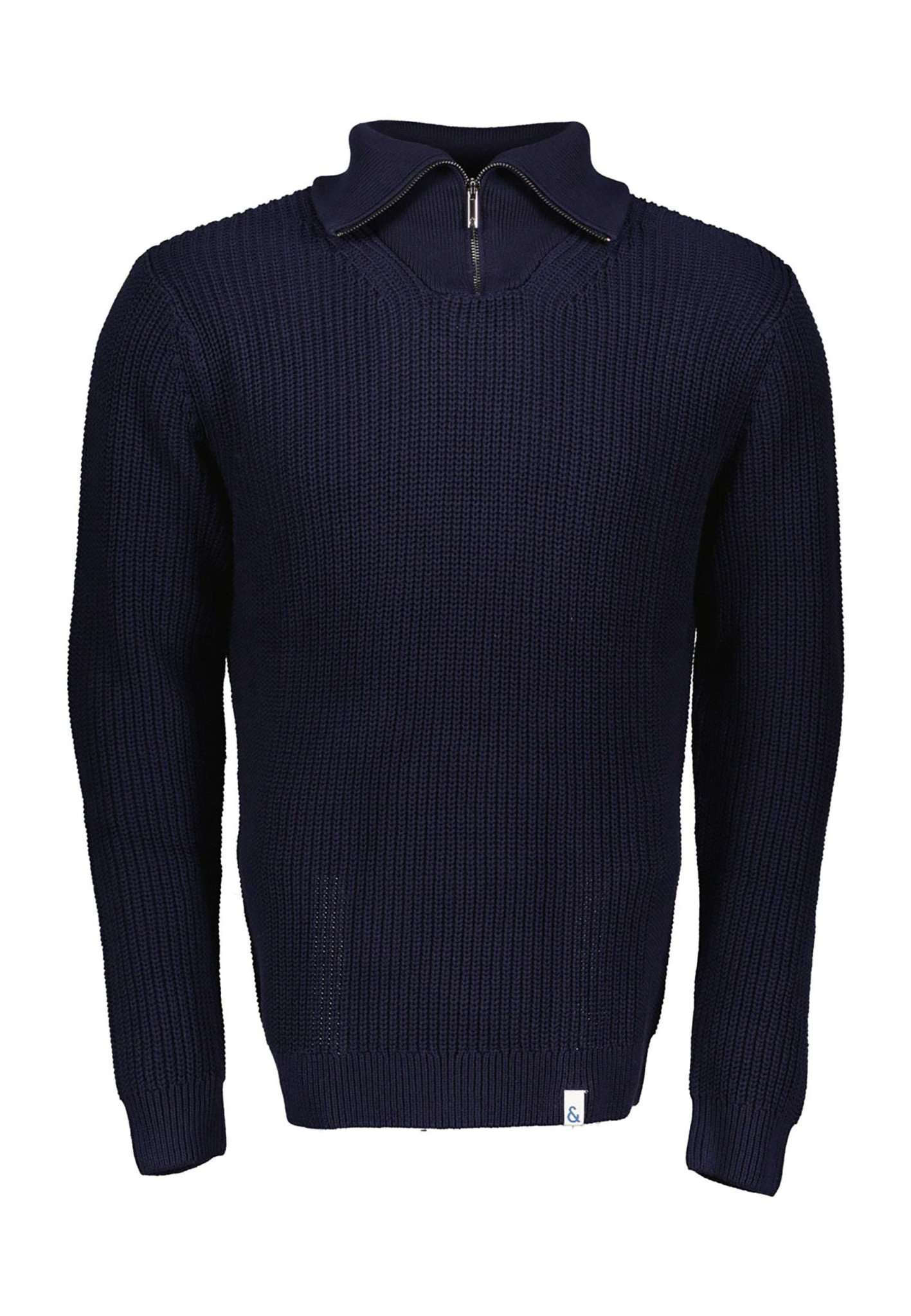 Mock-Zip Half Cardigan Stitch in Navy Sweater Colours and Sons   