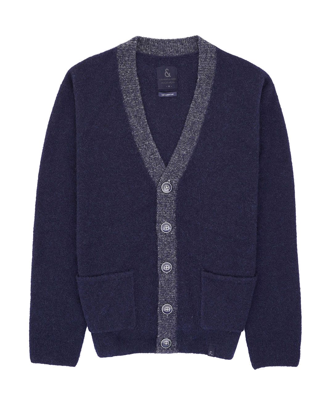 Cardigan-Button-Hairy in Navy Jackets Colours and Sons   