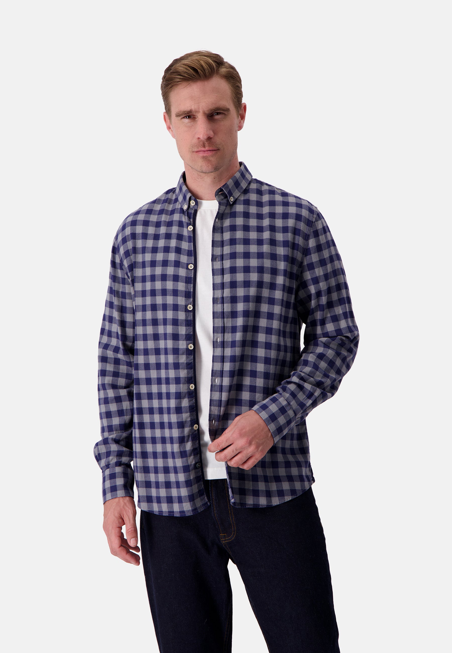 Shirt Printed in Navy Vichy Shirts Colours and Sons   