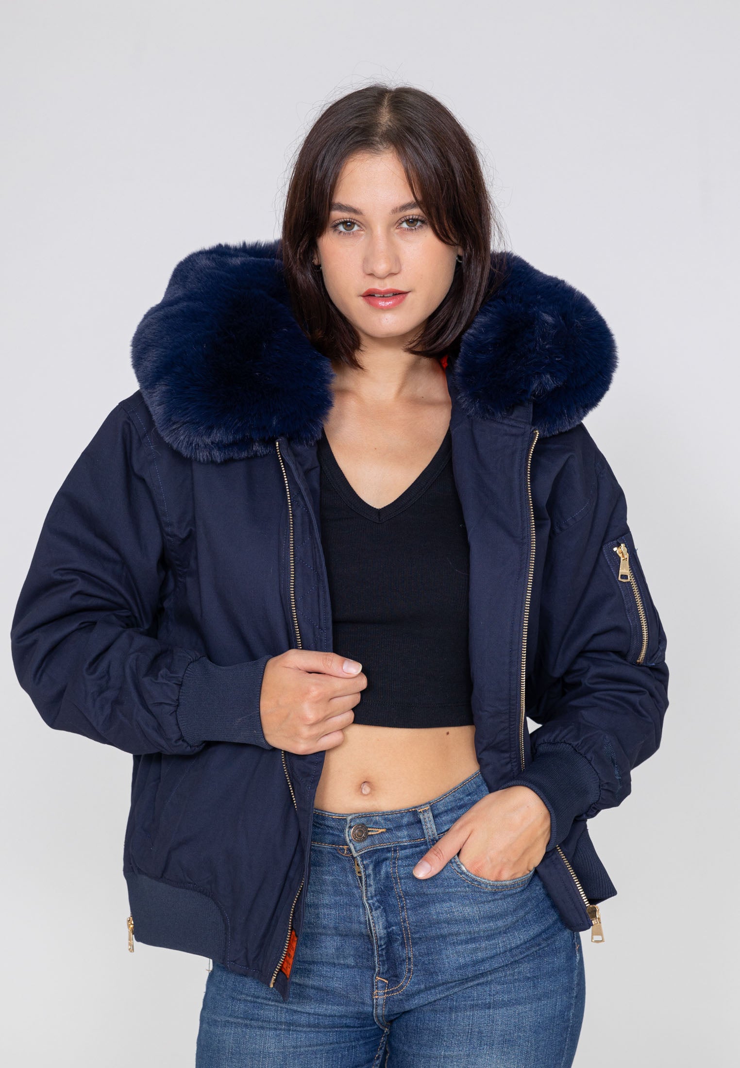 Ada W bomber jacket in Navy Jackets Bombers Original   