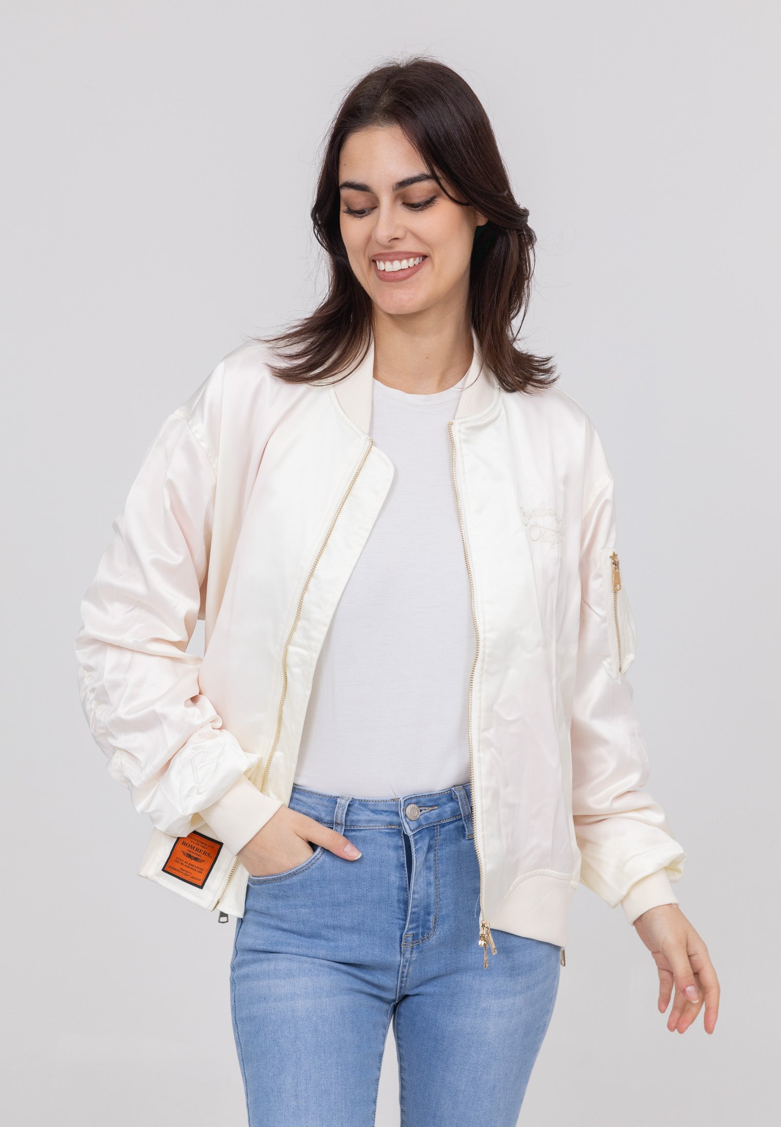 Ballerina W Bomber Jacket in Cream Jackets Bombers Original   