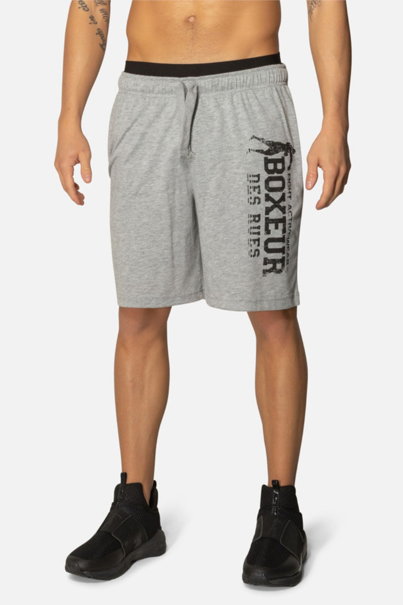 Training Big Print Shorts in Grey Mel Shorts Boxeur des Rues