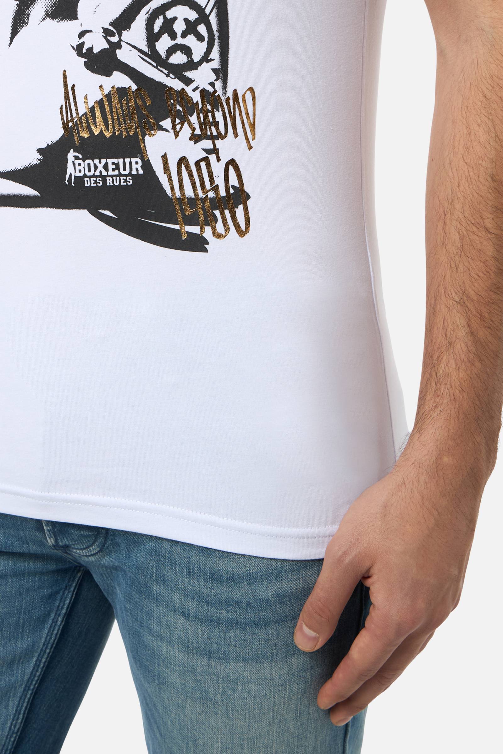 Graphic T-shirt in white-gold