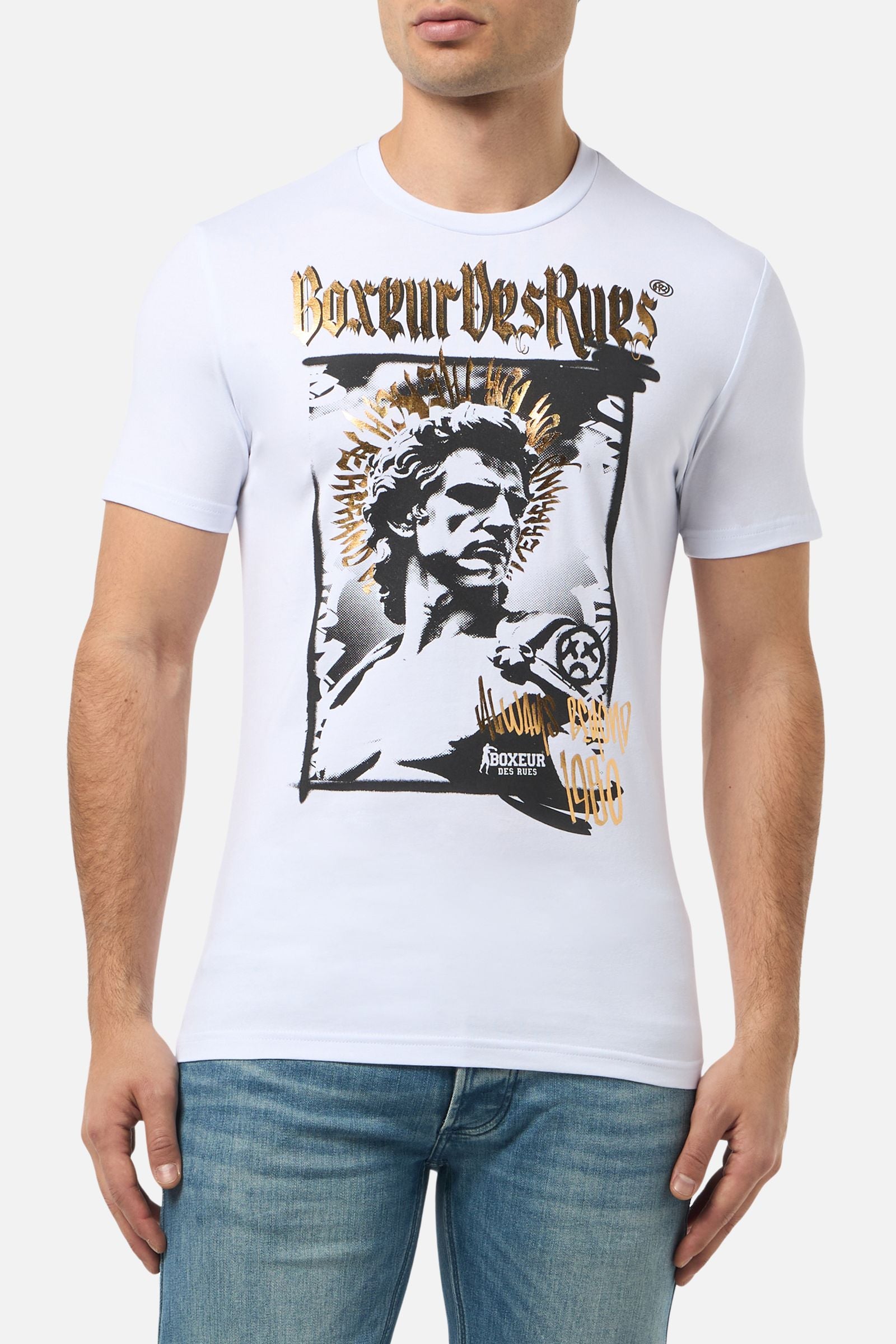 Graphic T-shirt in white-gold