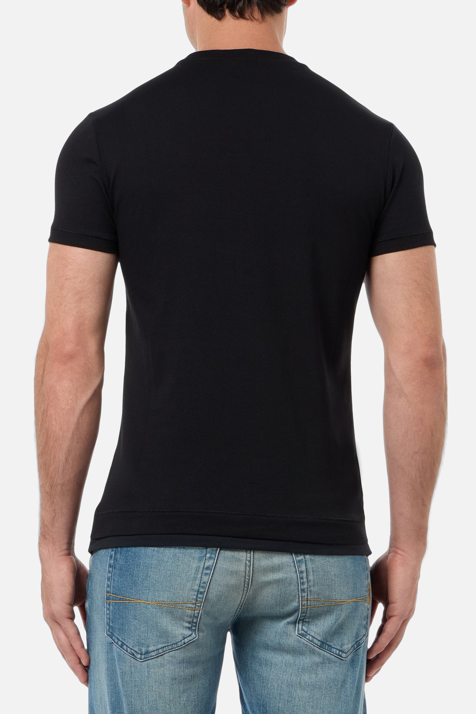 Printed Round Neck T-Shirt in Black-Gold T-Shirts Boxeur des Rues
