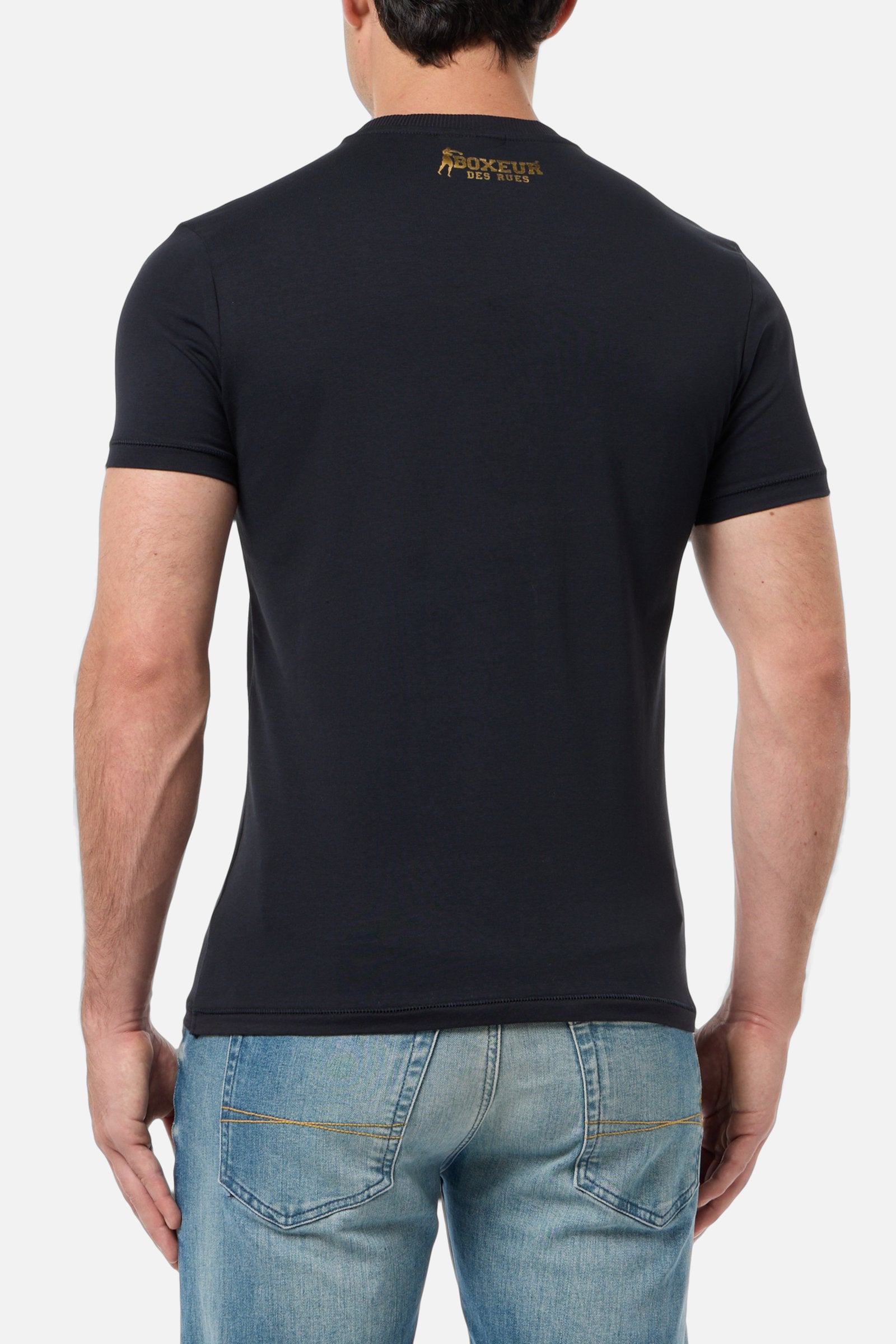 Printed Round Neck T-Shirt in Anthracite T-Shirts Boxeur des Rues