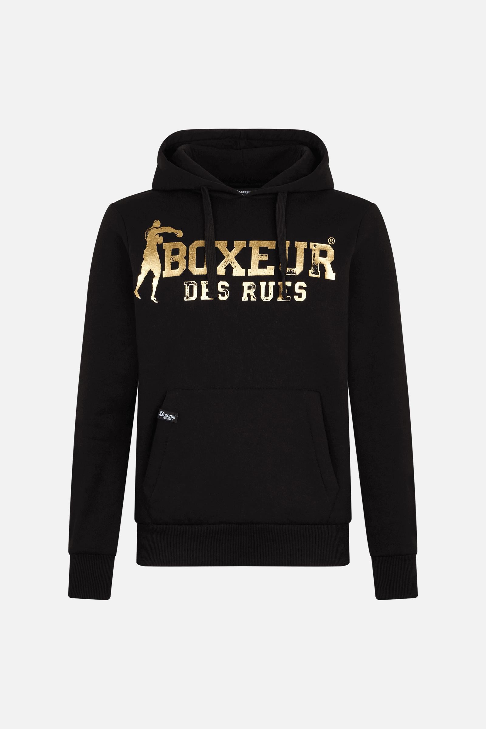 Man Hoodie Sweatshirt in Black-Gold Hoodie Boxeur des Rues   