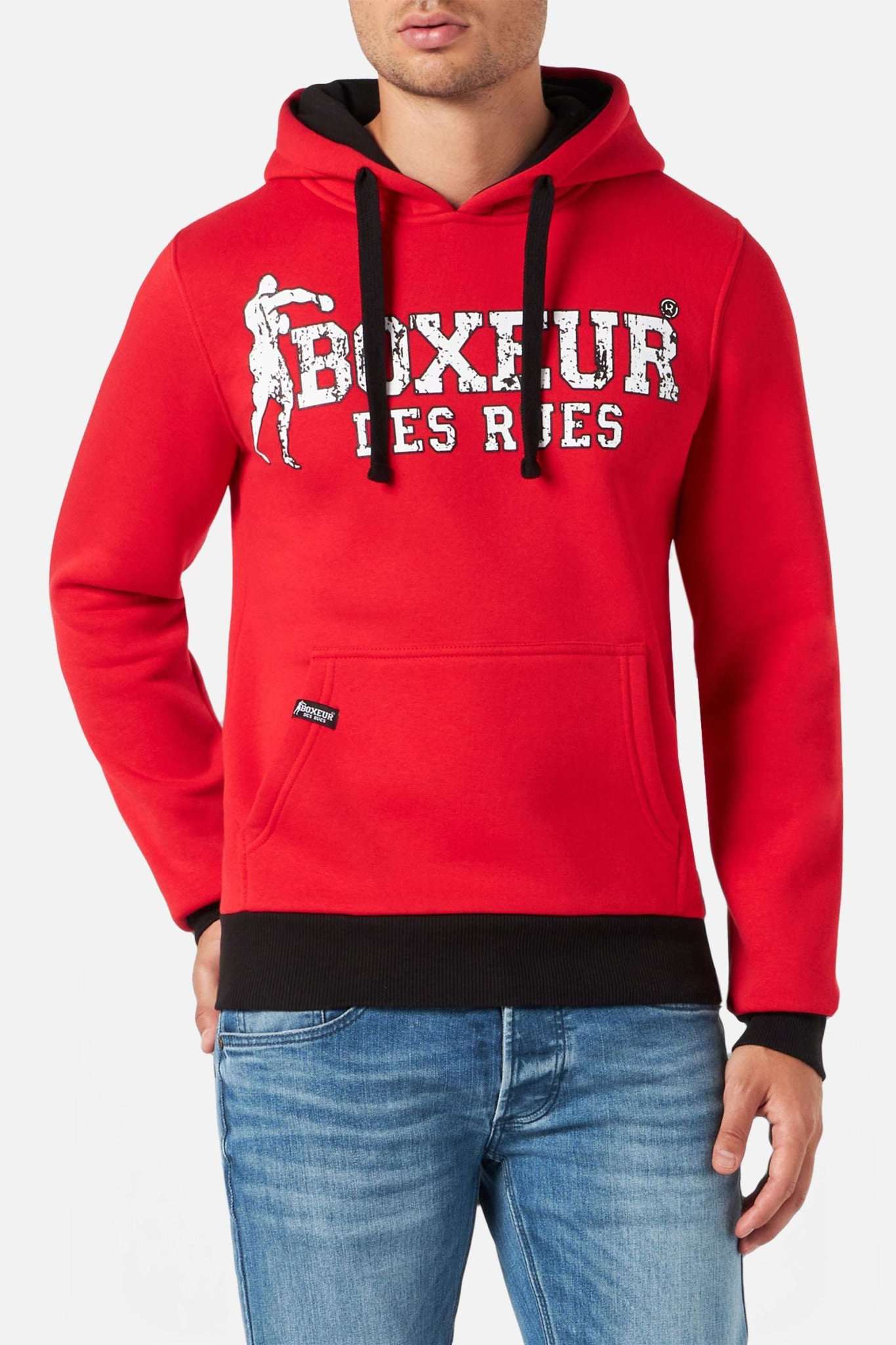 Man Hoodie Sweatshirt in Red Hoodie Sweater Boxeur des Rues   