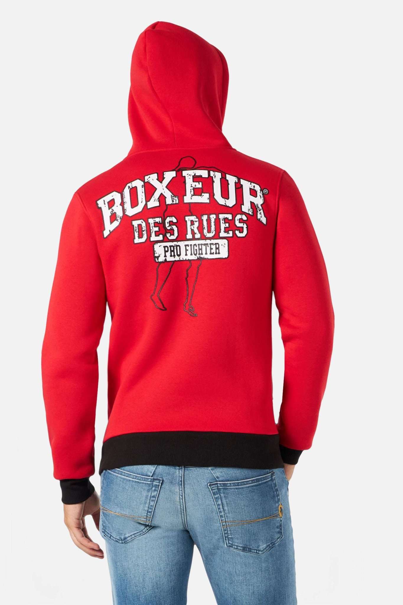 Man Hoodie Sweatshirt in Red Hoodie Sweater Boxeur des Rues   