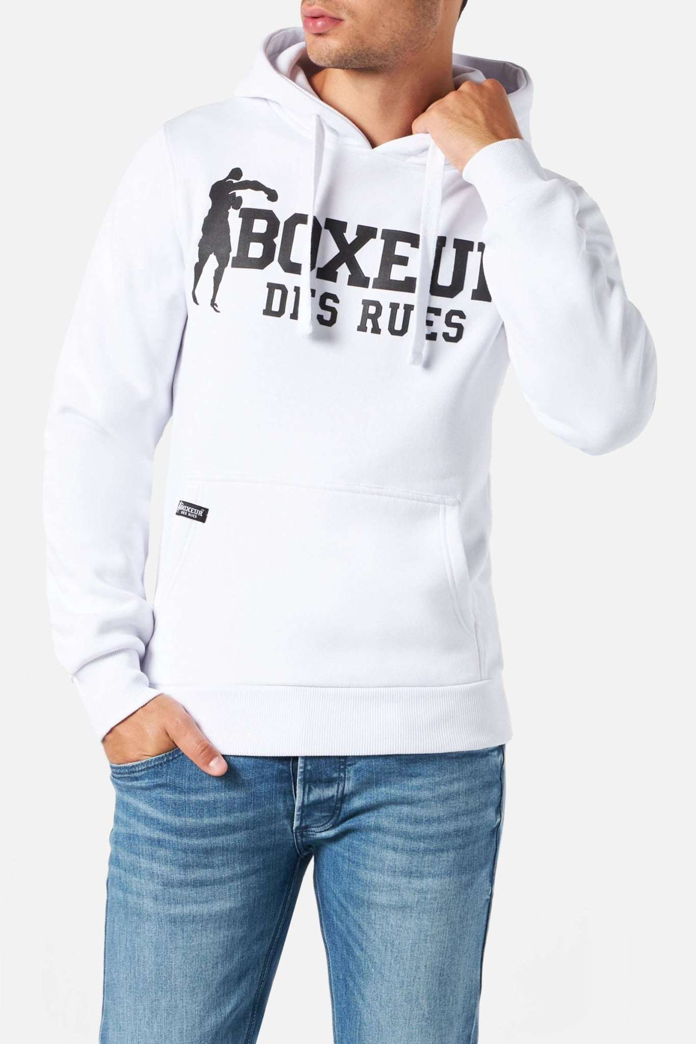 Man Hoodie Sweatshirt in Whiteblack Hooded Sweatshirt Boxeur des Rues   