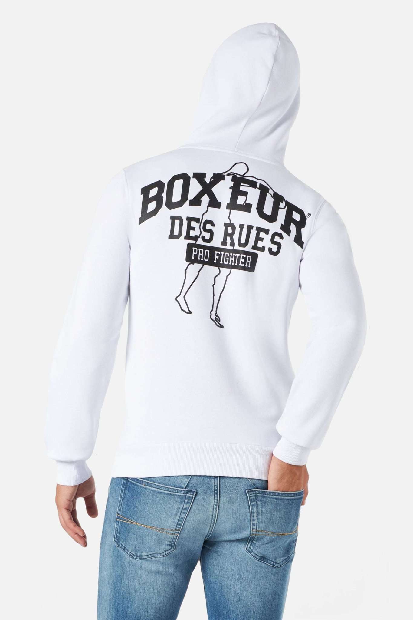 Man Hoodie Sweatshirt in Whiteblack Hooded Sweatshirt Boxeur des Rues   