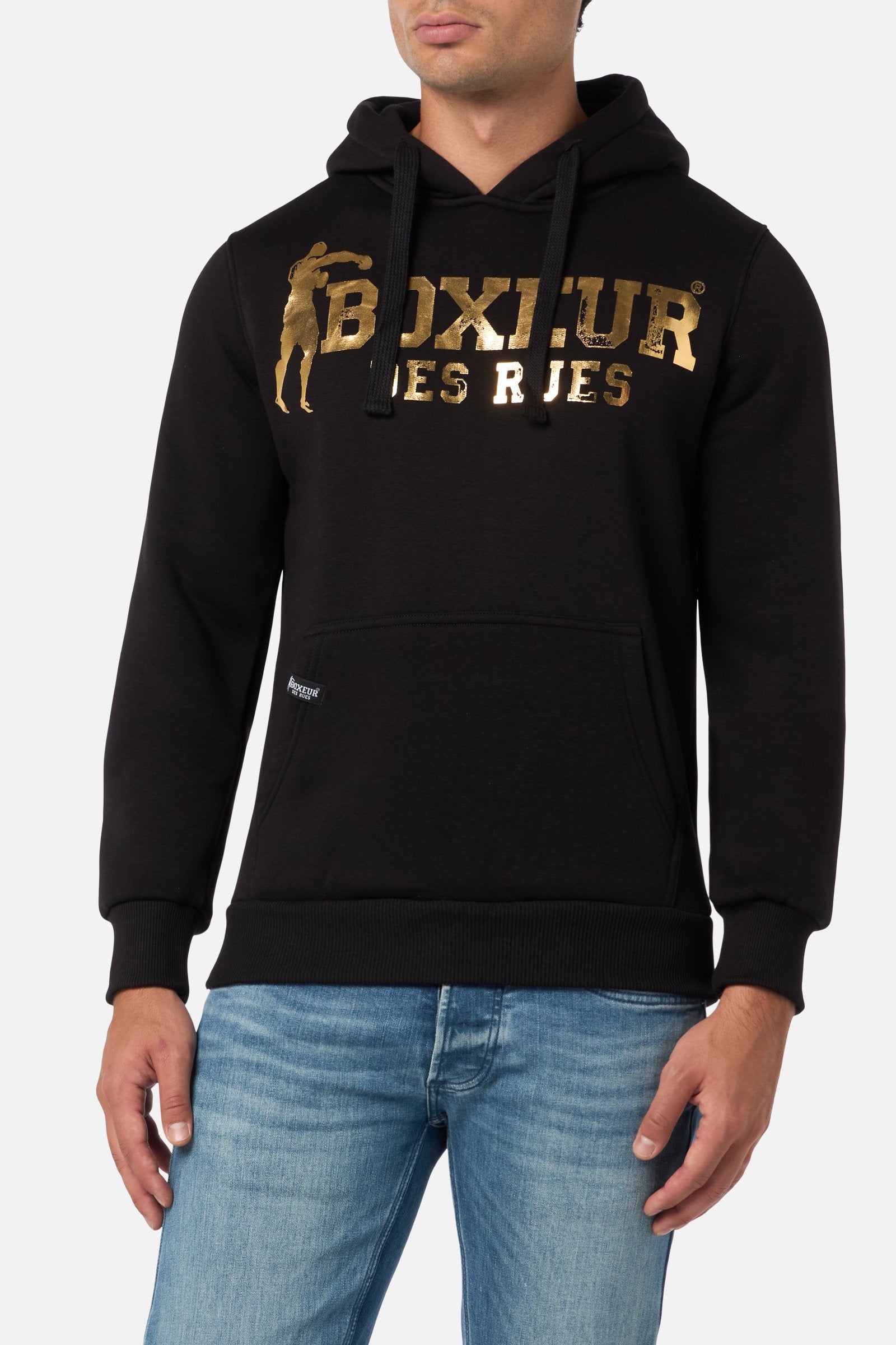 Hoodie Sweatshirt in Black-Gold Hooded sweatshirt Boxeur des Rues   