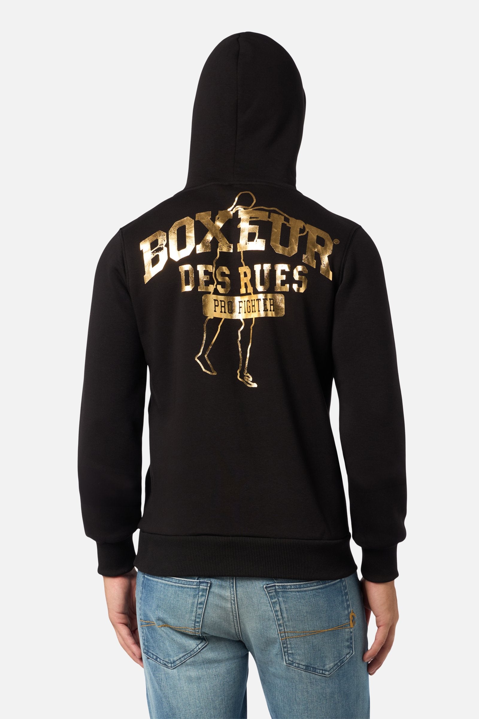 Hoodie Sweatshirt in Black-Gold Hooded sweatshirt Boxeur des Rues   