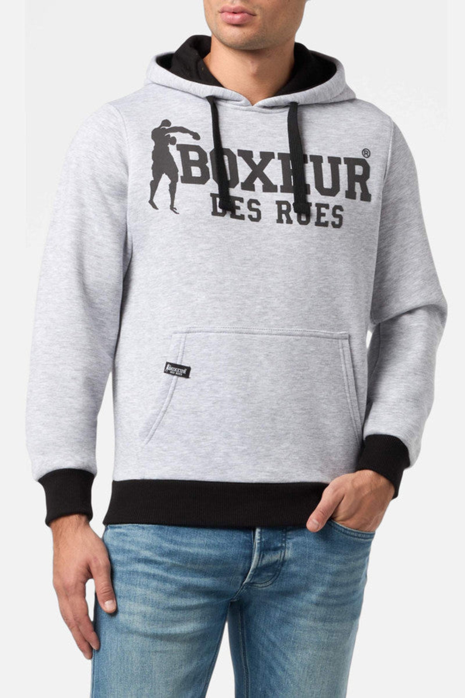 Hoodie Sweatshirt in Grey Mel Hooded sweatshirt Boxeur des Rues   