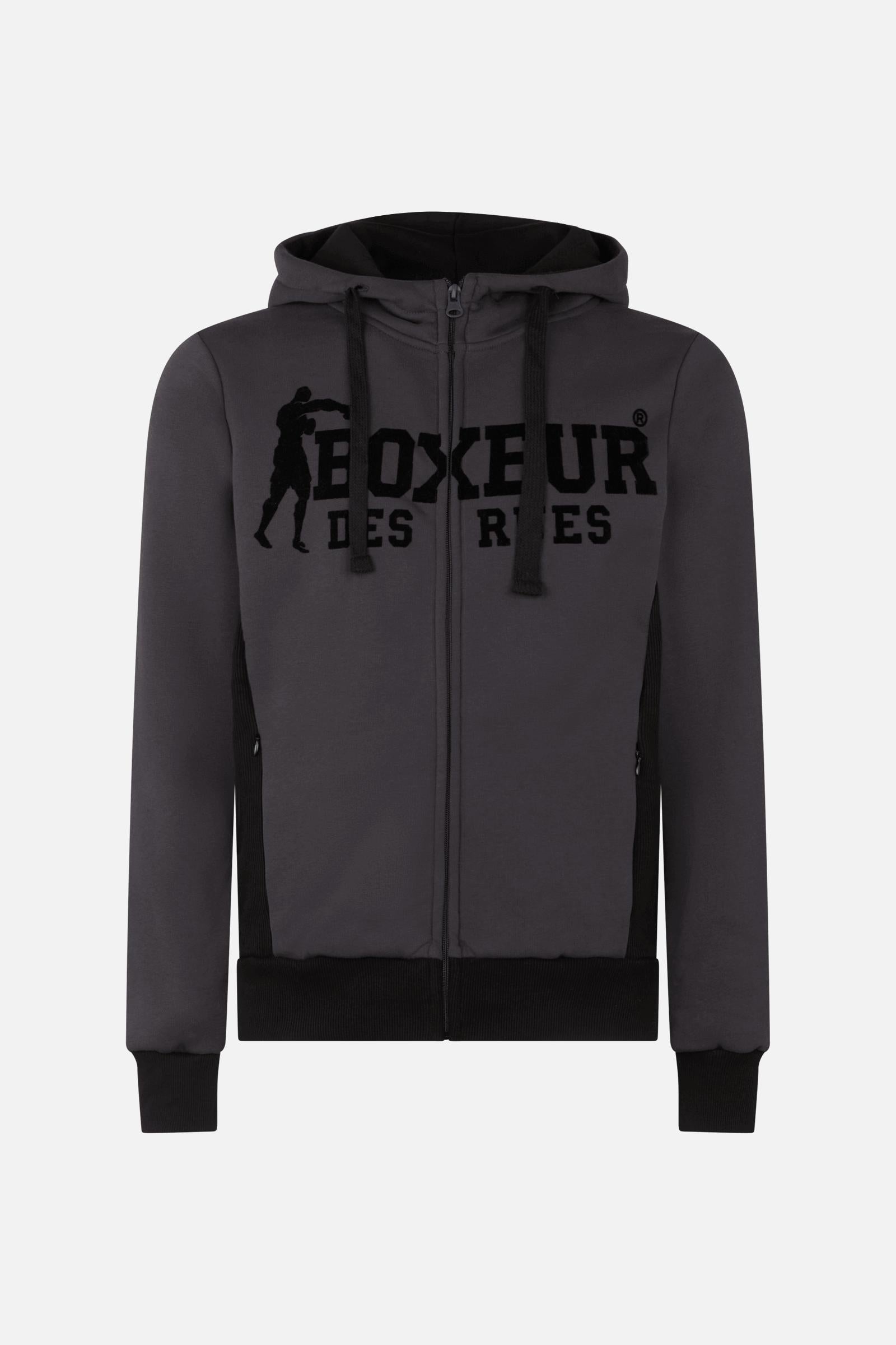 Hooded Full Zip Sweatshirt in Anthracite Sweat Jackets Boxeur des Rues   