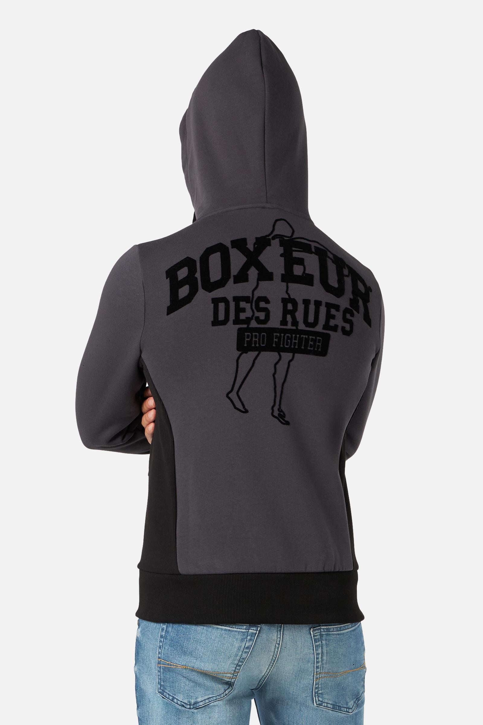 Hooded Full Zip Sweatshirt in Anthracite Sweat Jackets Boxeur des Rues   