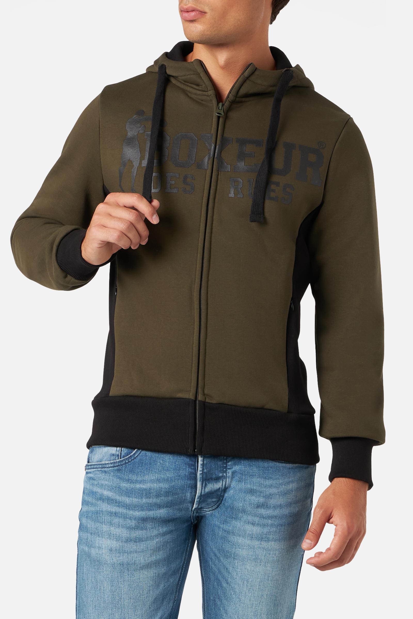 Hooded Full Zip Sweatshirt in Army Sweat Jackets Boxeur des Rues   