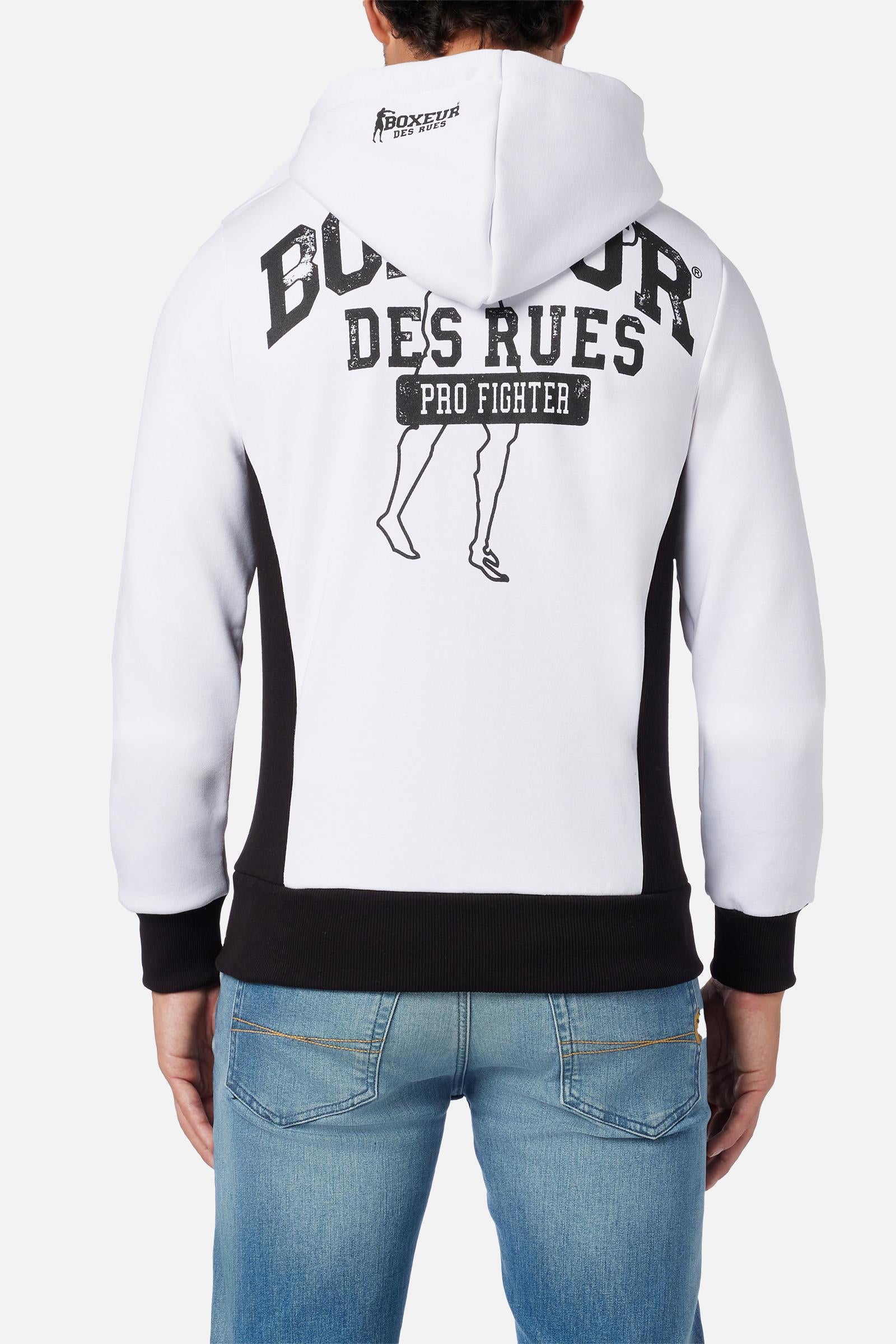 Hooded Full Zip Sweatshirt in Whiteblack Sweat Jackets Boxeur des Rues   